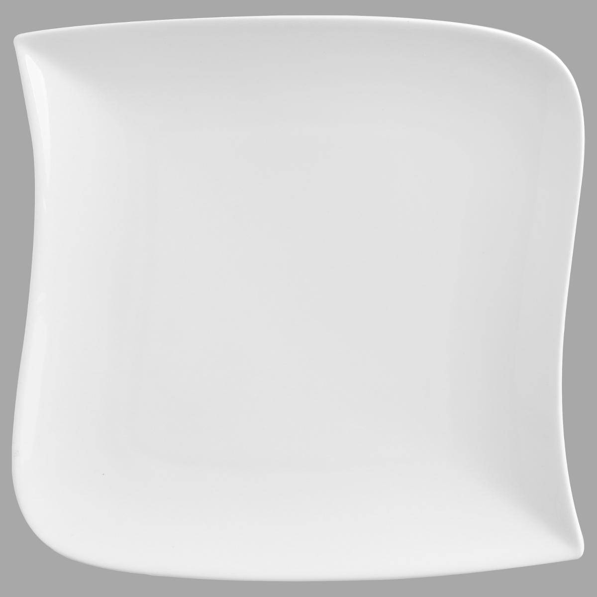 Lot de 6 assiettes à dessert carrées en porcelaine VAGUE blanc, SECRET DE GOURMET