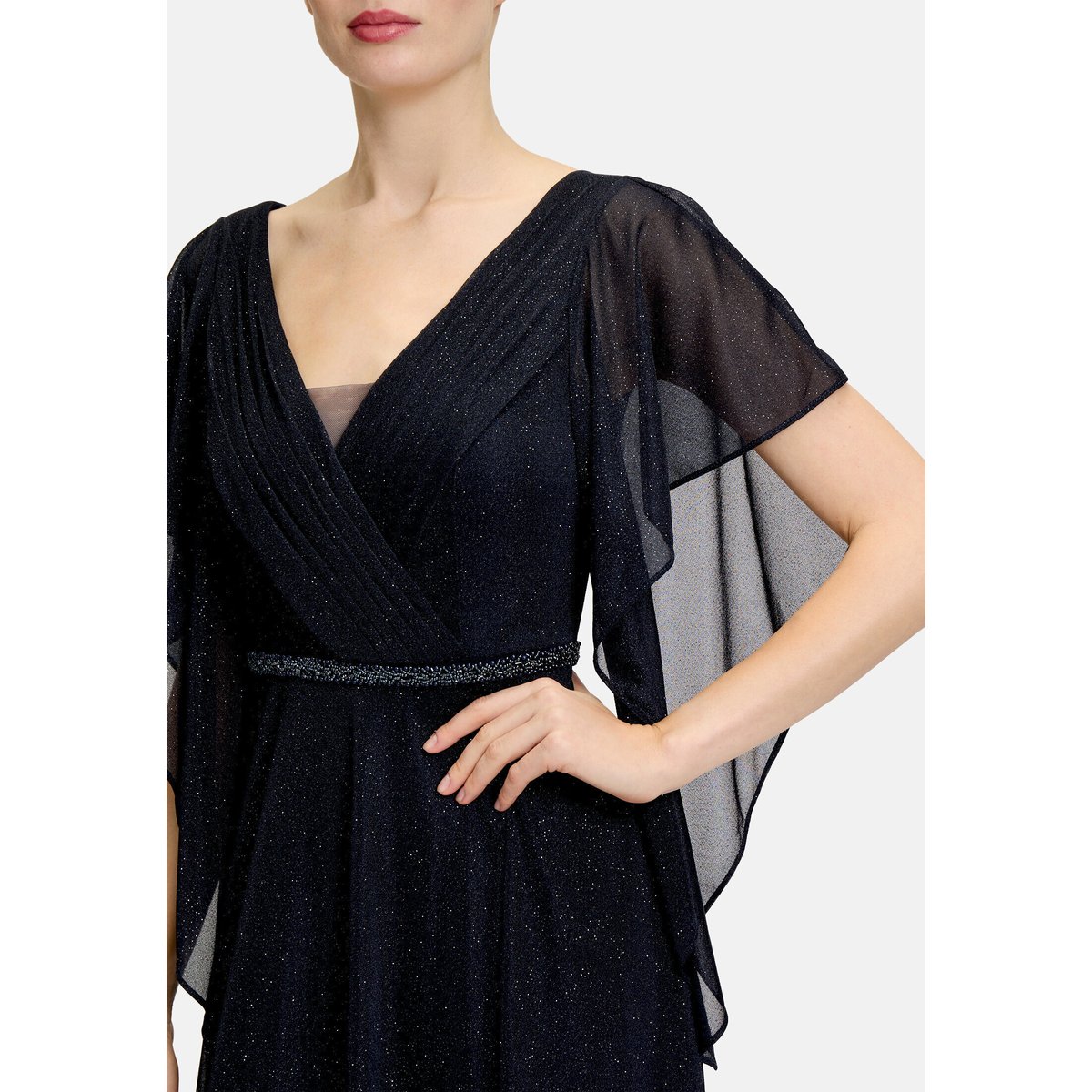 Robe de soirée au look scintillant bleu foncé/gris, VERA MONT