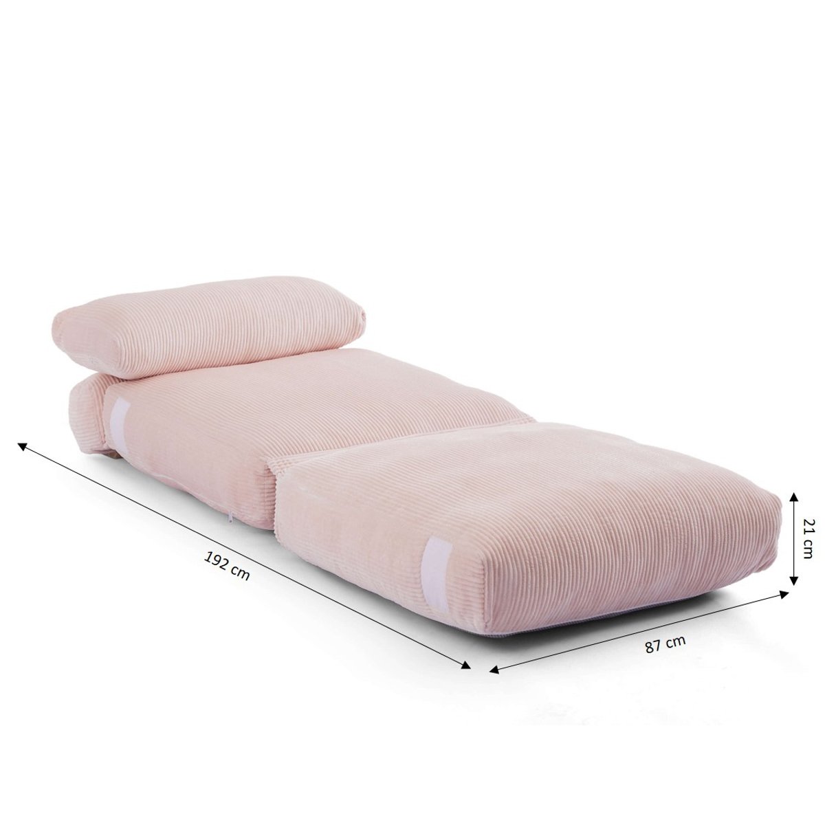 Fauteuil convertible compressé velours NYX rose, BAÏTA