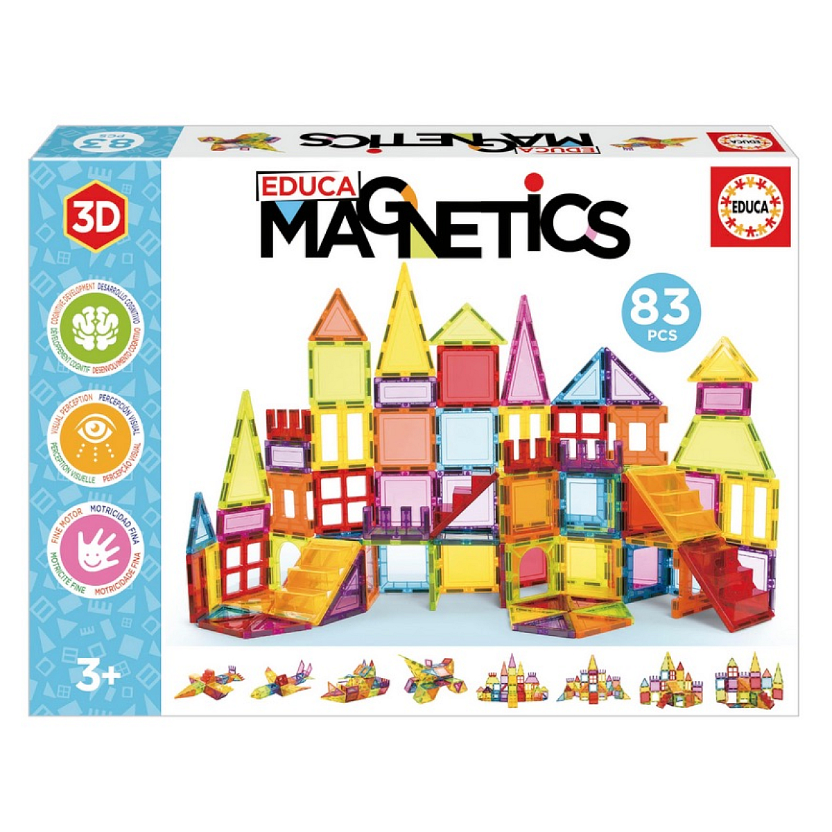 Educa Magnetics - 83 pcs Jeu de constructions couleur unique, EDUCA