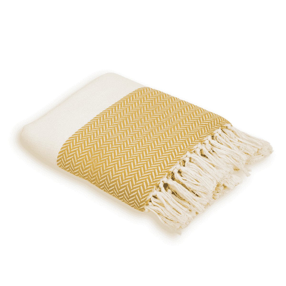Plaid coton LIV jaune moutarde, FEBRONIE