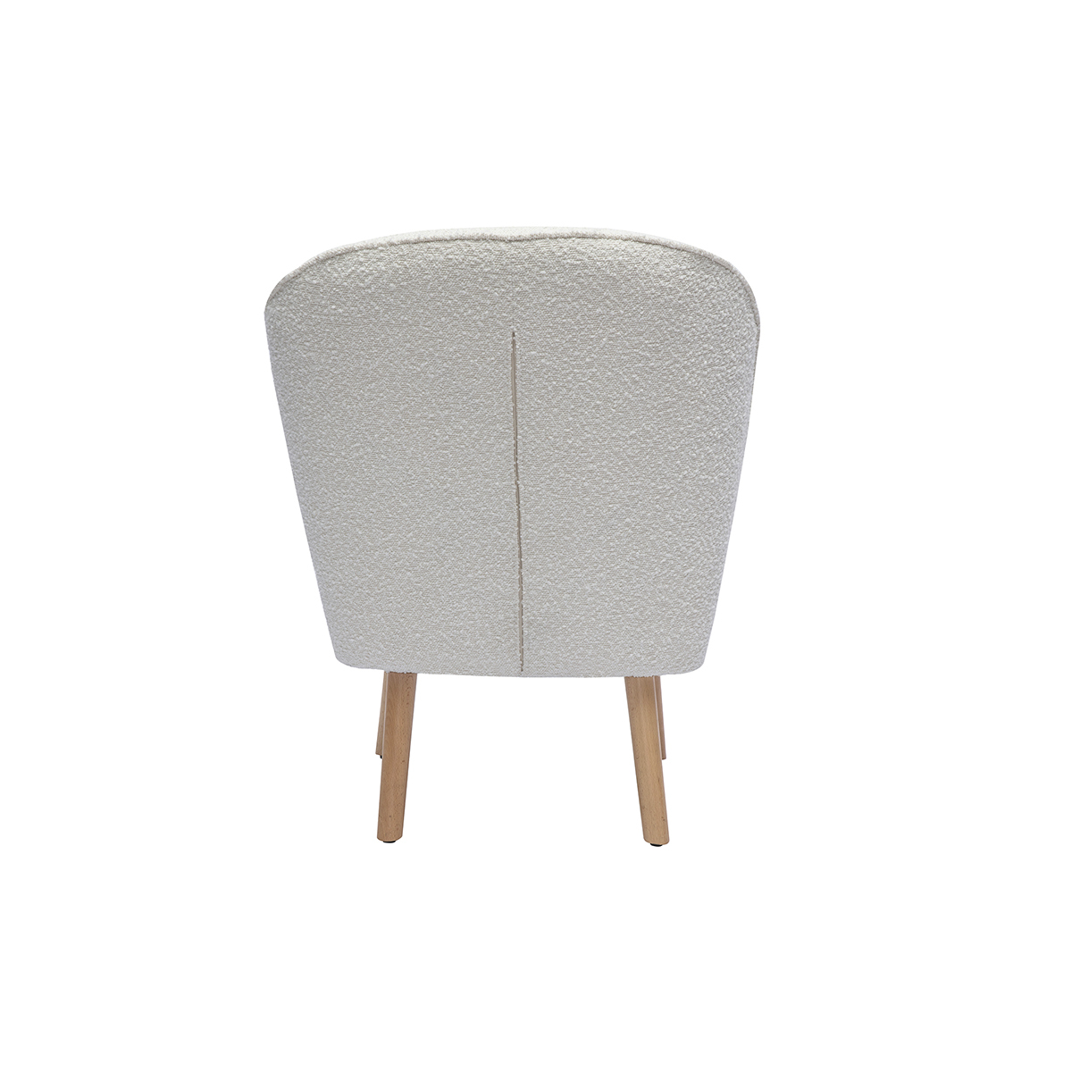 Fauteuil scandinave en tissu effet velours texturé terre brûlée et bois clair AMANITA blanc, MILIBOO
