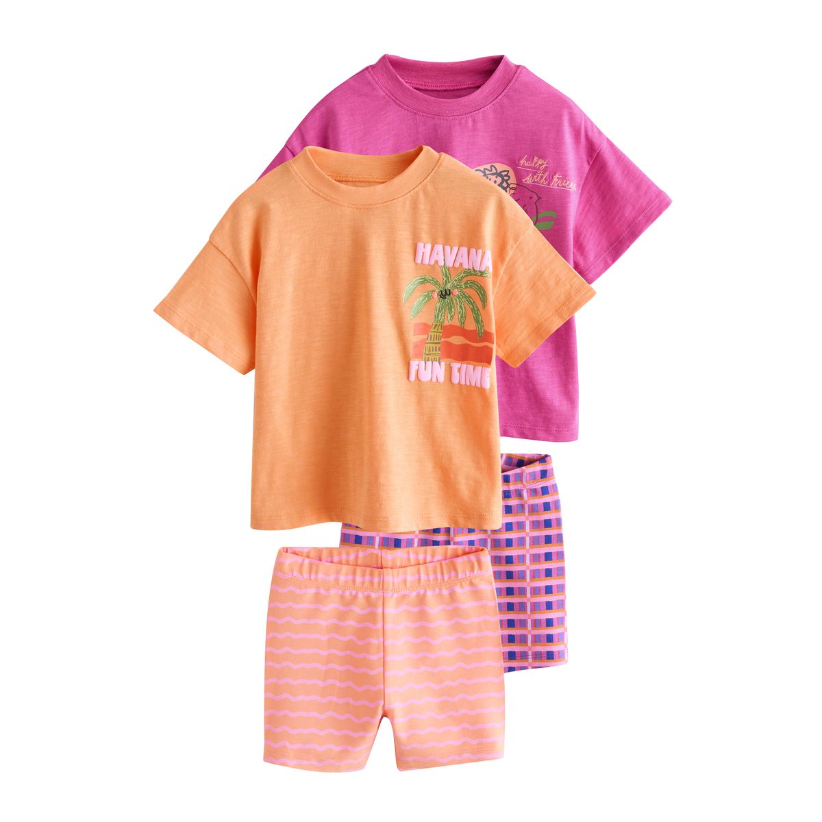Short cycliste et haut, lot de 2 rose/orange, NEXT