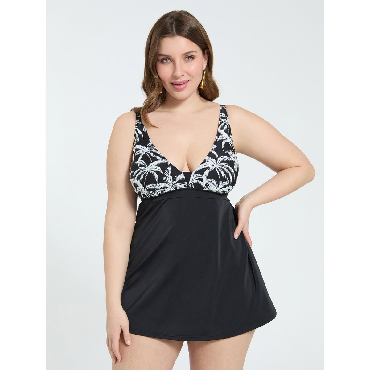 Haut de tankini à imprimé tropical noir, FIORELLA RUBINO