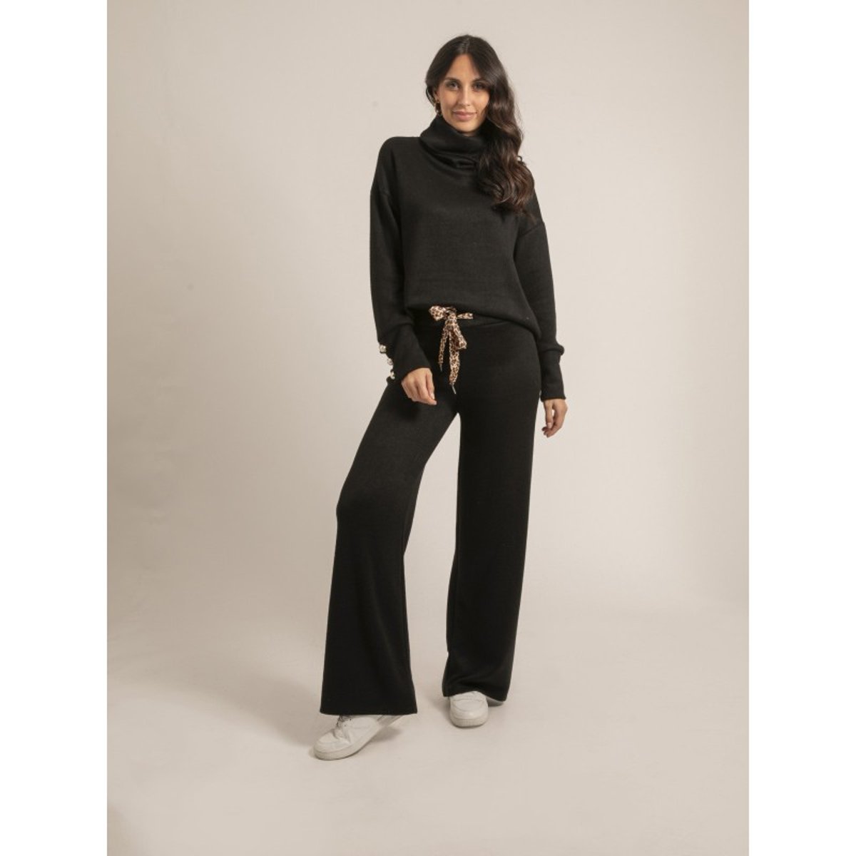 Ensemble Maille Pull + Pantalon Elmera noir, DONA LISA