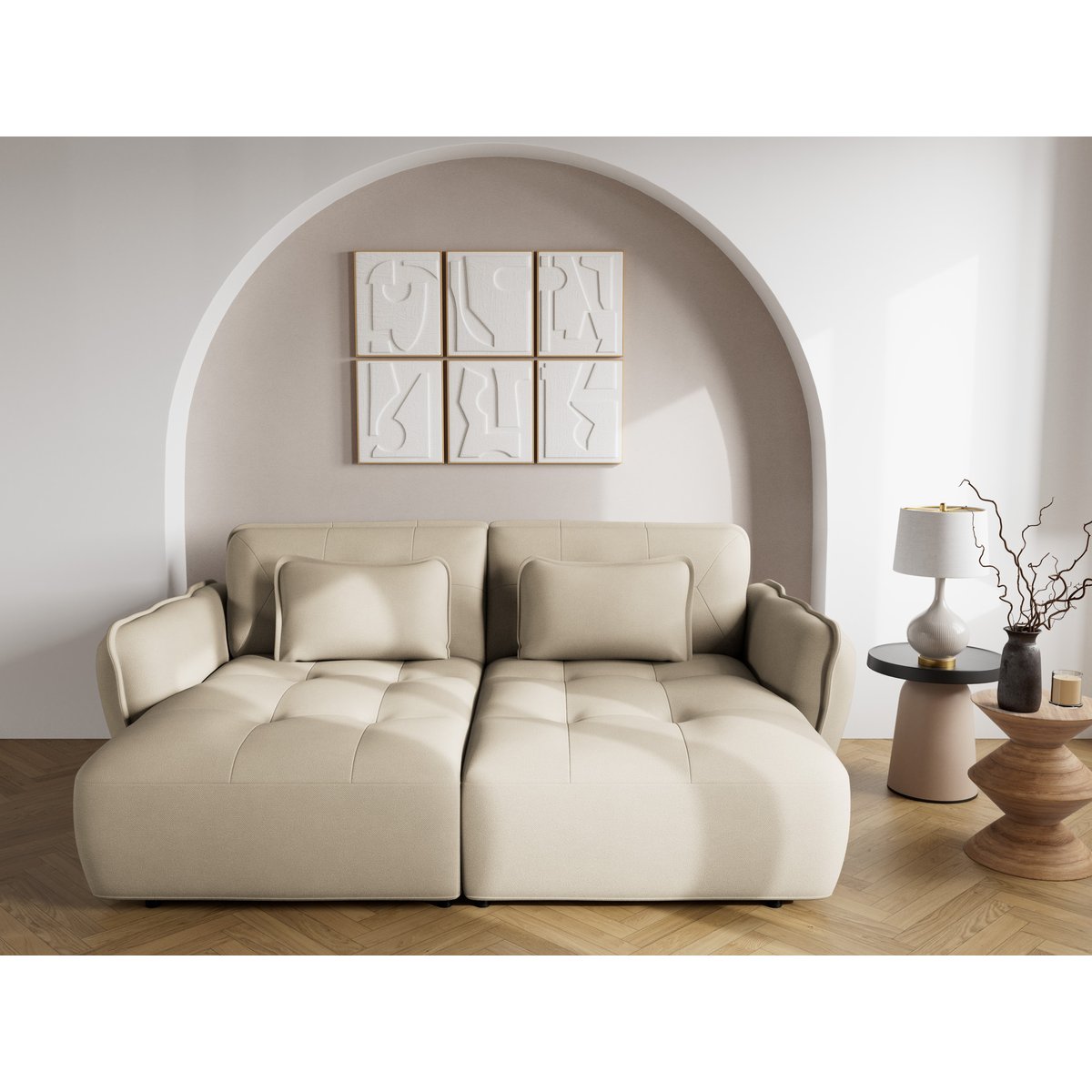 Canapé fixe 4 places - THAIS beige, BEST MOBILIER