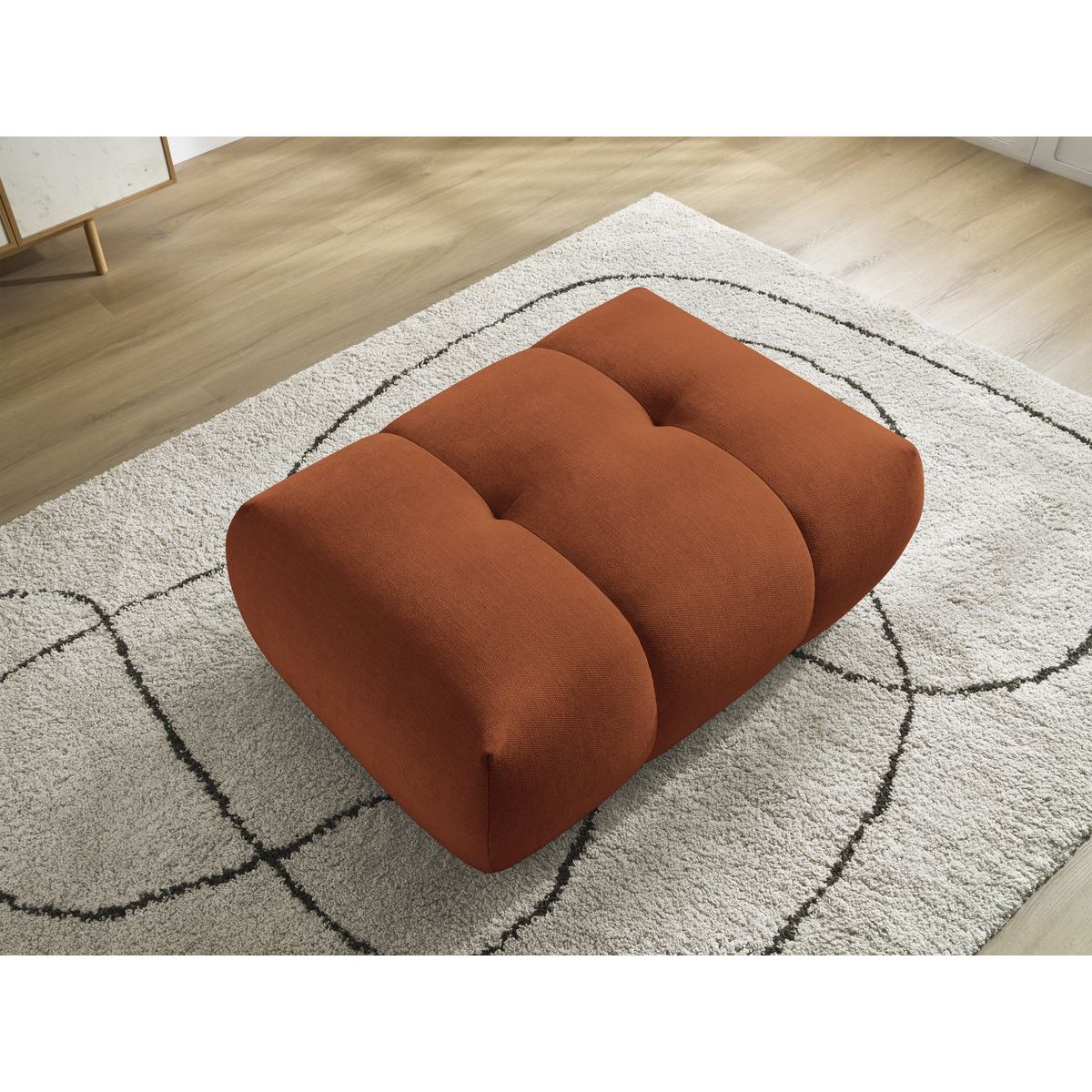 Pouf tissu lisse, FUJI orange, BOBOCHIC