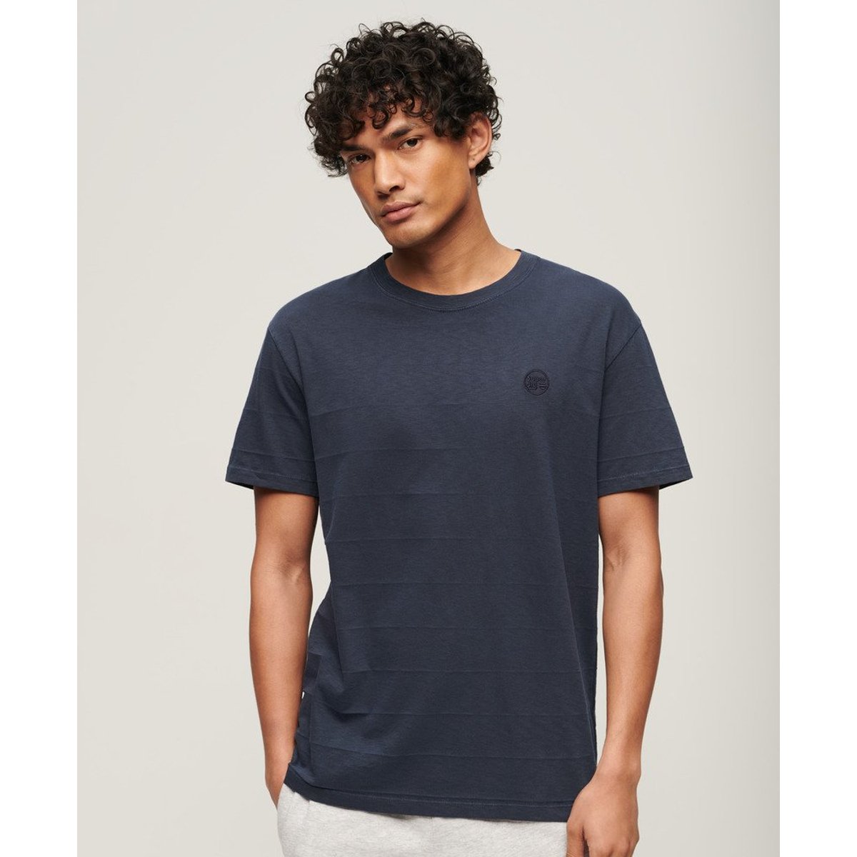 T-shirt Vintage texturé en coton bio bleu marine éclipse, SUPERDRY