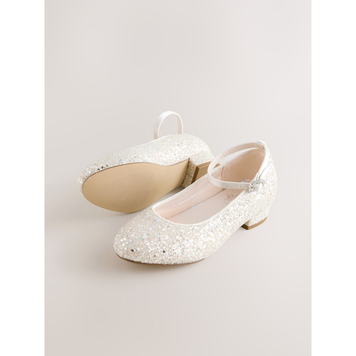 Chaussures babies à talons ivoire pailleté, NEXT
