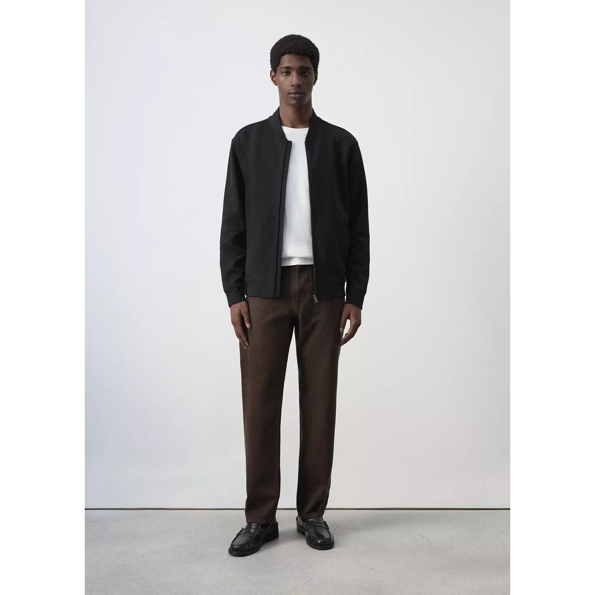 Veste bomber en coton mélangé noir, MANGO MAN