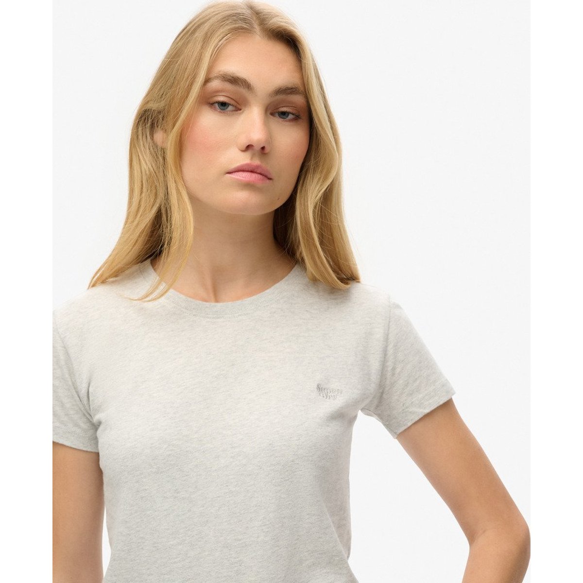 T-shirt Ajusté Essential Logo gris glacier chiné, SUPERDRY
