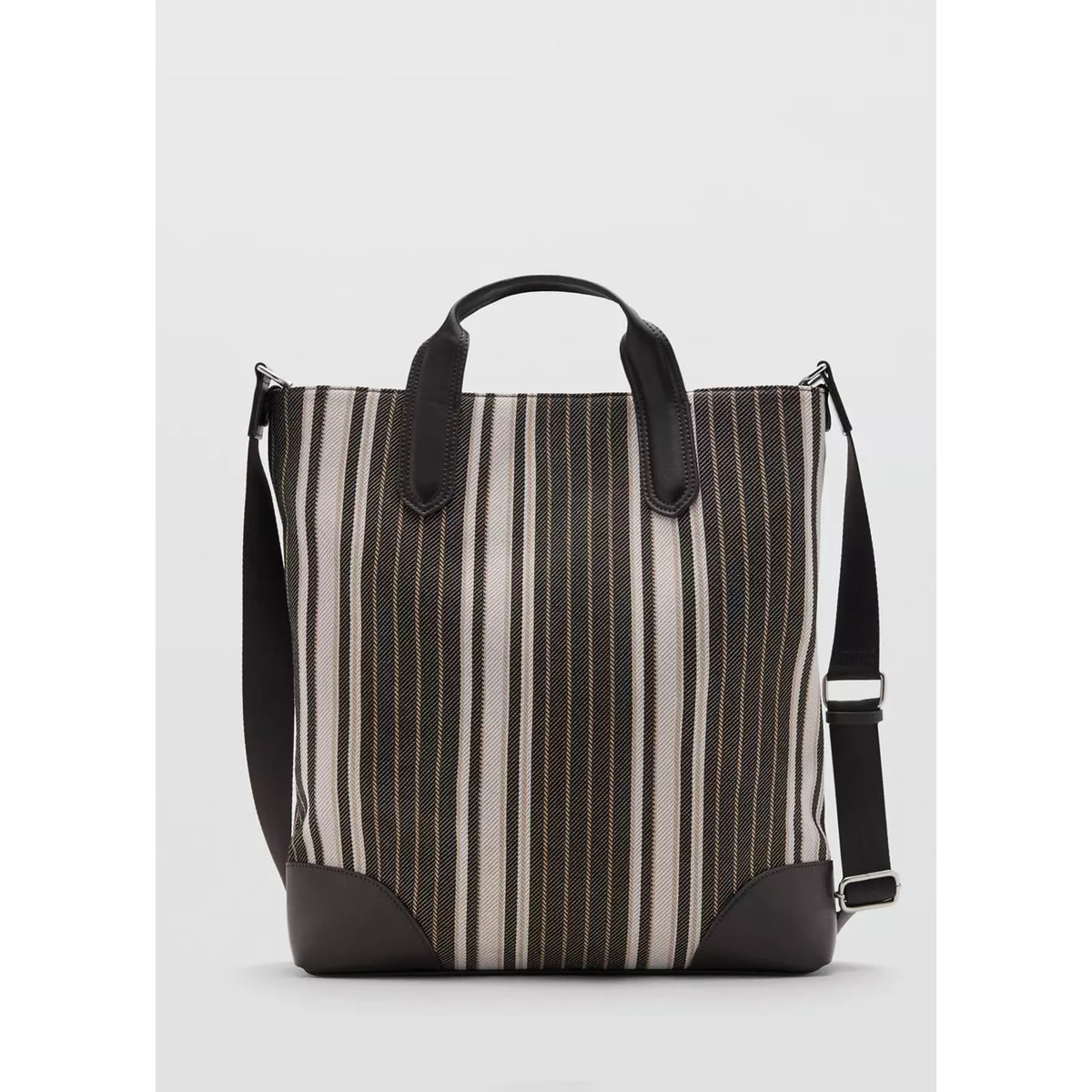 Sac cabas à rayures marron, MANGO MAN