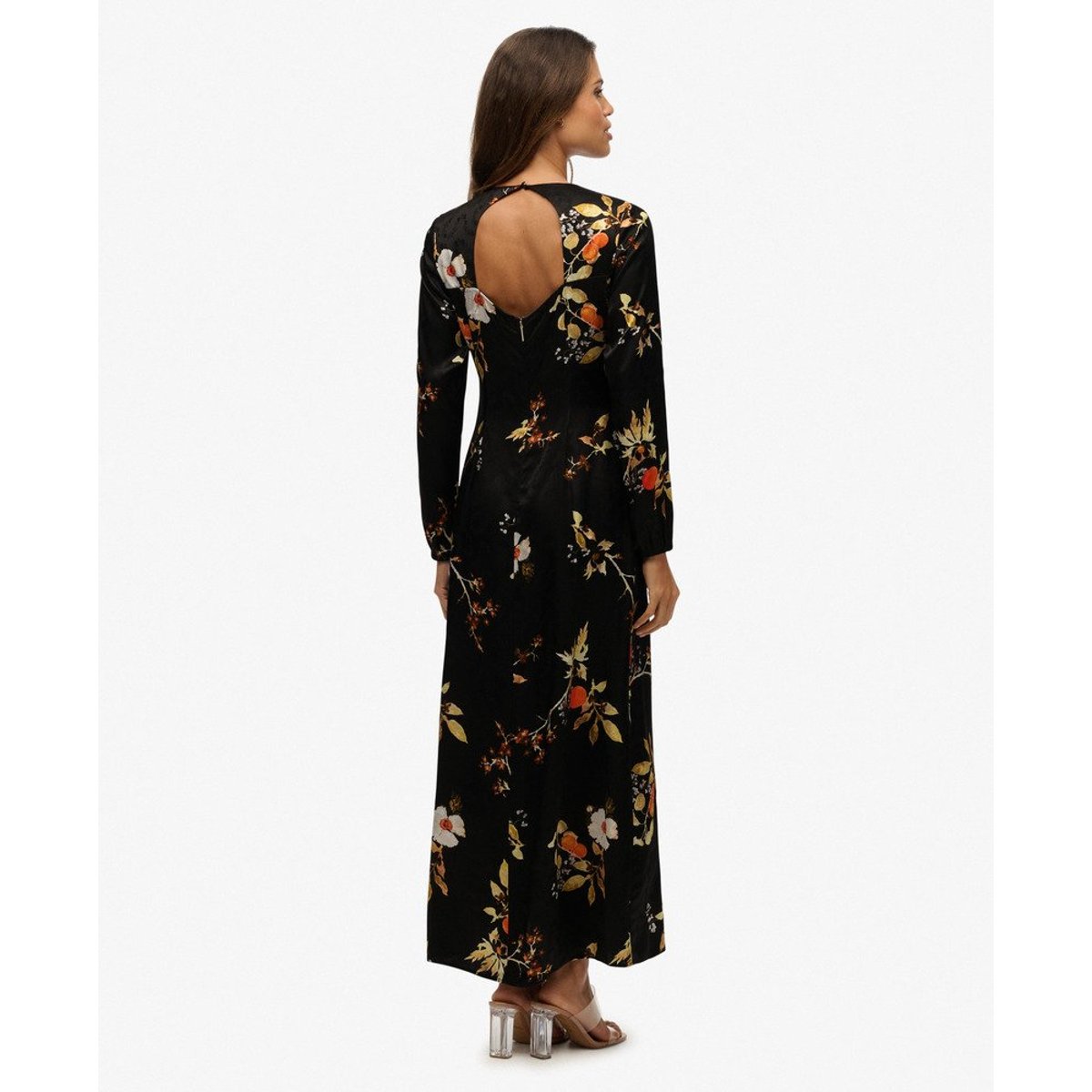 Robe Longue Jacquard à Manches Longues maya multi noir, SUPERDRY