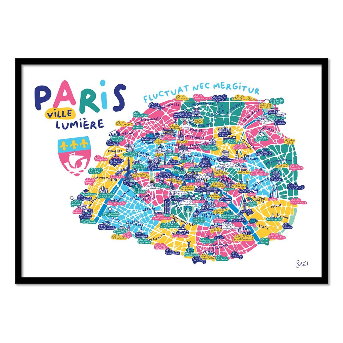 Affiche d'art - Paris - Sté! couleur unique, WALL EDITIONS