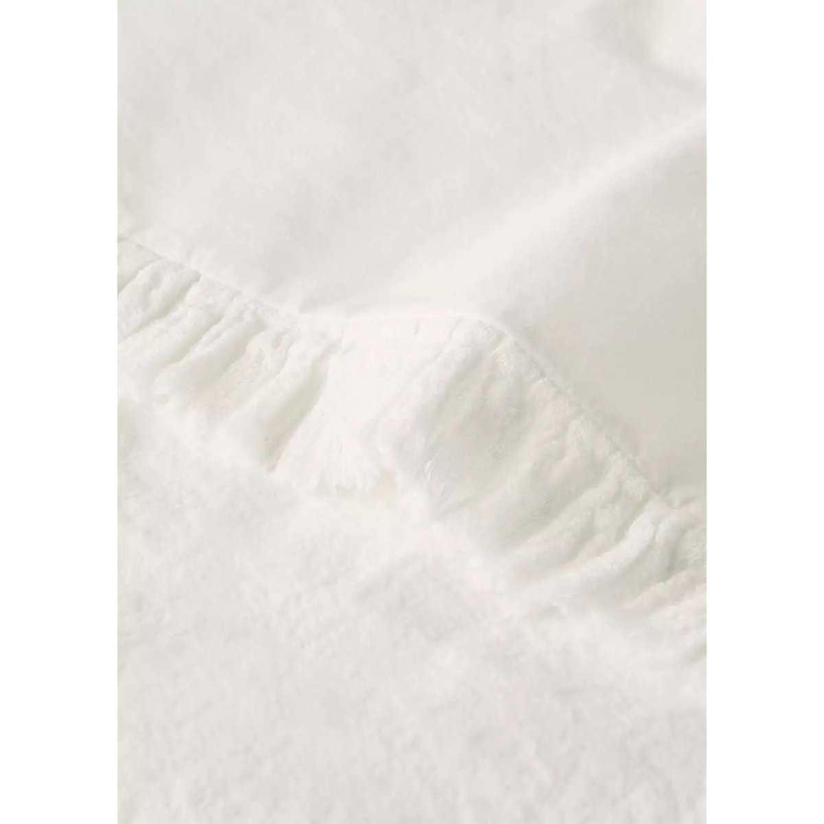 Drap plat coton lavé volants en gaze effiloché lit 180/200 cm écru, MANGO HOME