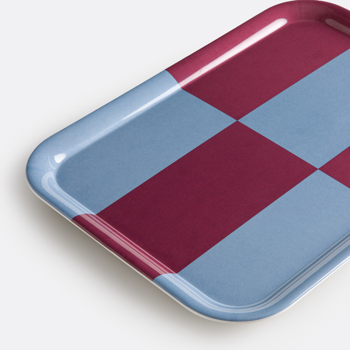 Plateau bicolore motif graphique, taille L, TABAKA  bleu/bordeaux, LA REDOUTE INTERIEURS