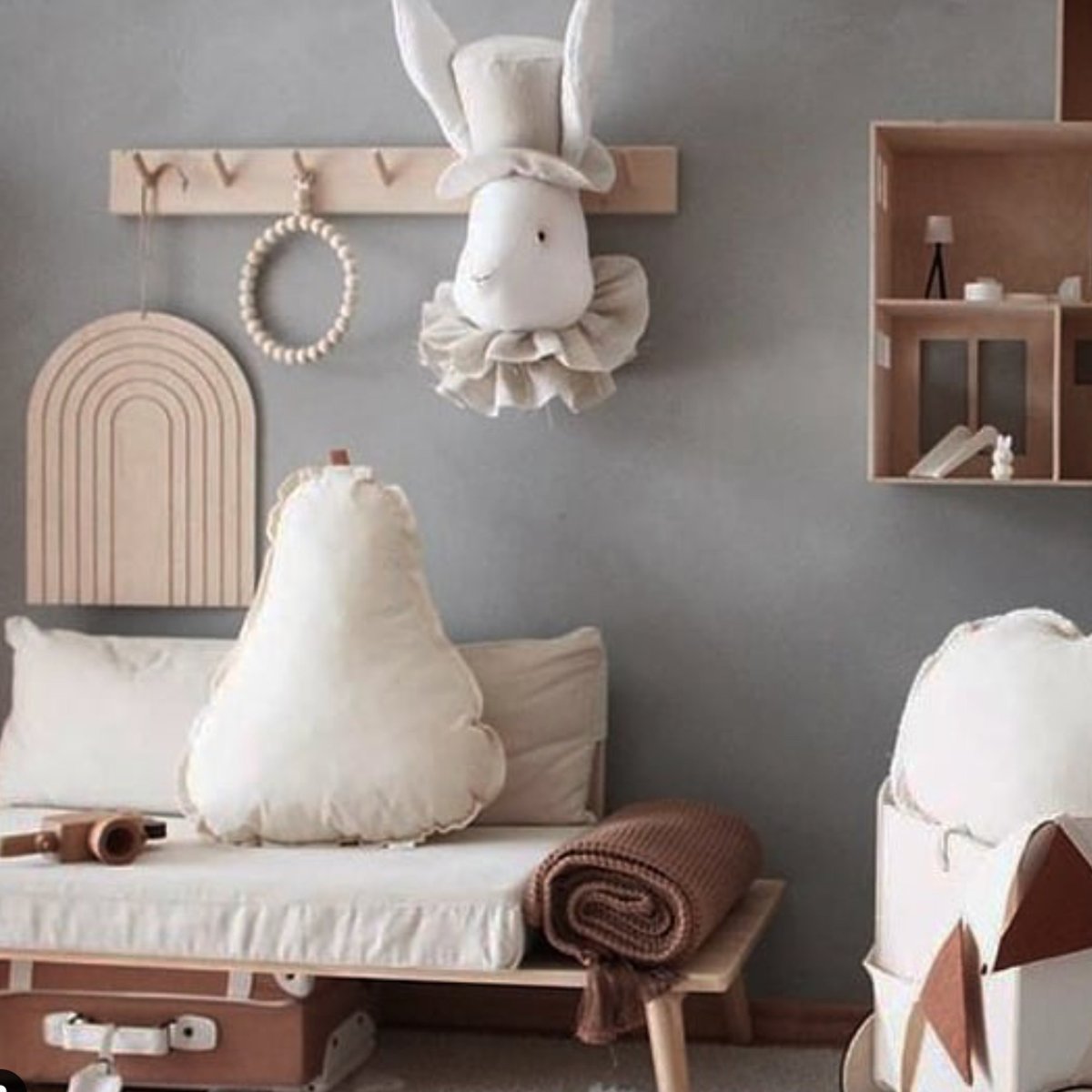 Trophée mural lapin en lin lavé Monsieur MAISON SEVIRA beige, mr lapin, SEVIRA KIDS