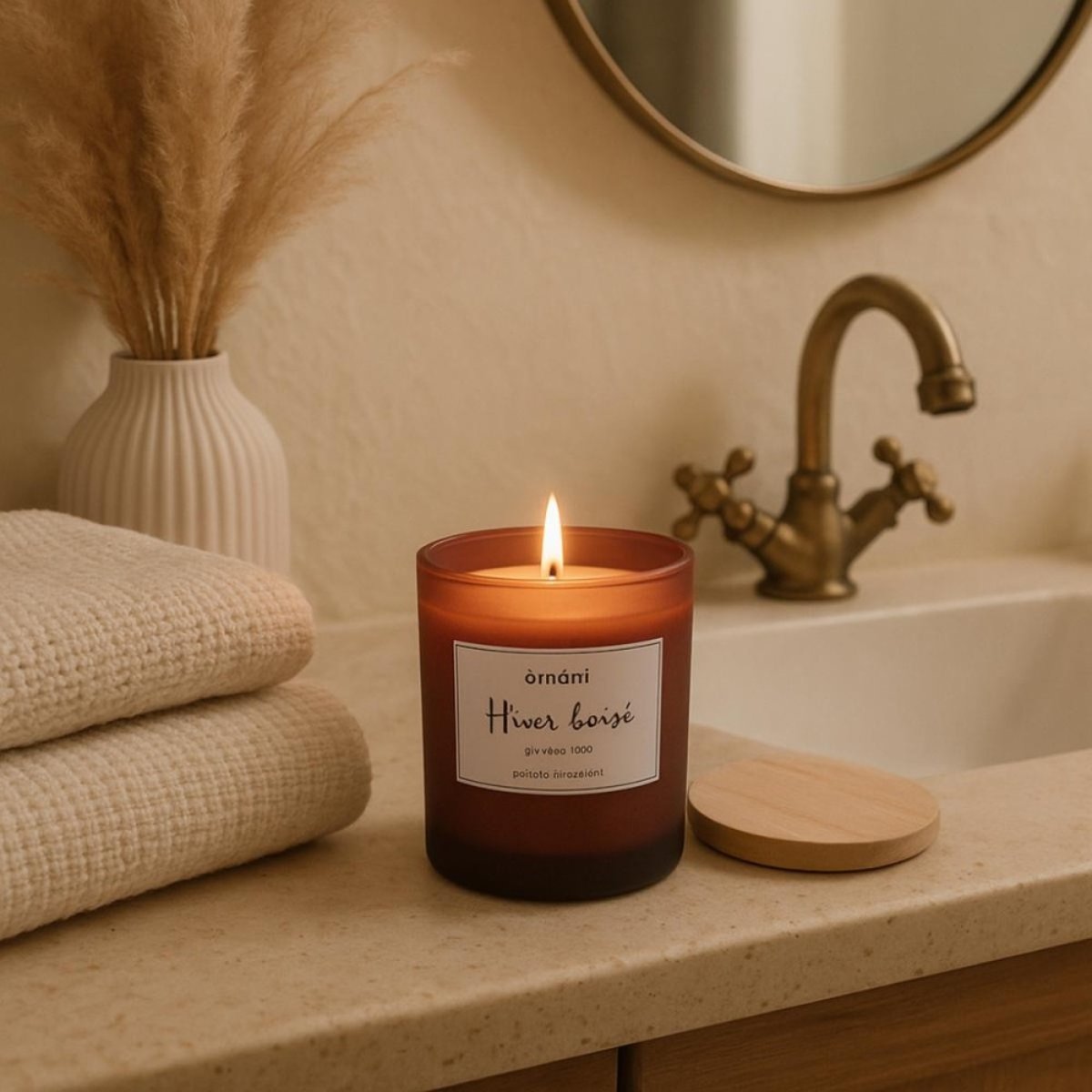 Bougie parfumée en cire de soja "hiver" 280g bordeau, ORNAMI