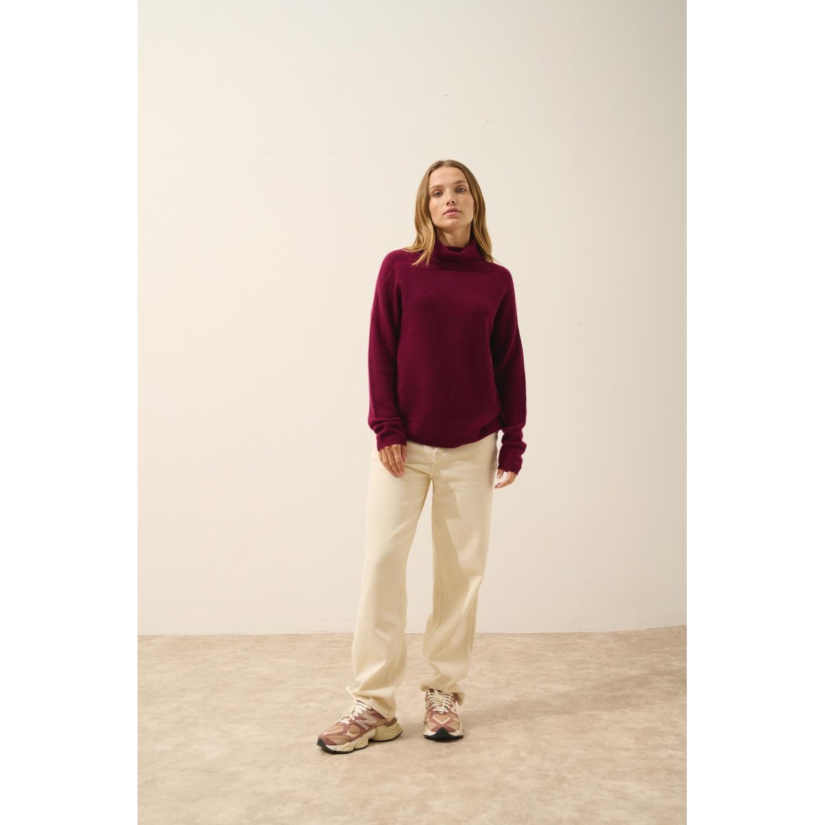 Pull Col Roulé Bordeaux Blantyre bordeaux, JUST CASHMERE