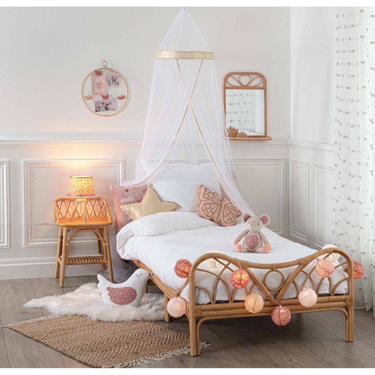 Lit enfant 1 place en rotin COLETTE beige moyen, ATMOSPHERA FOR KIDS