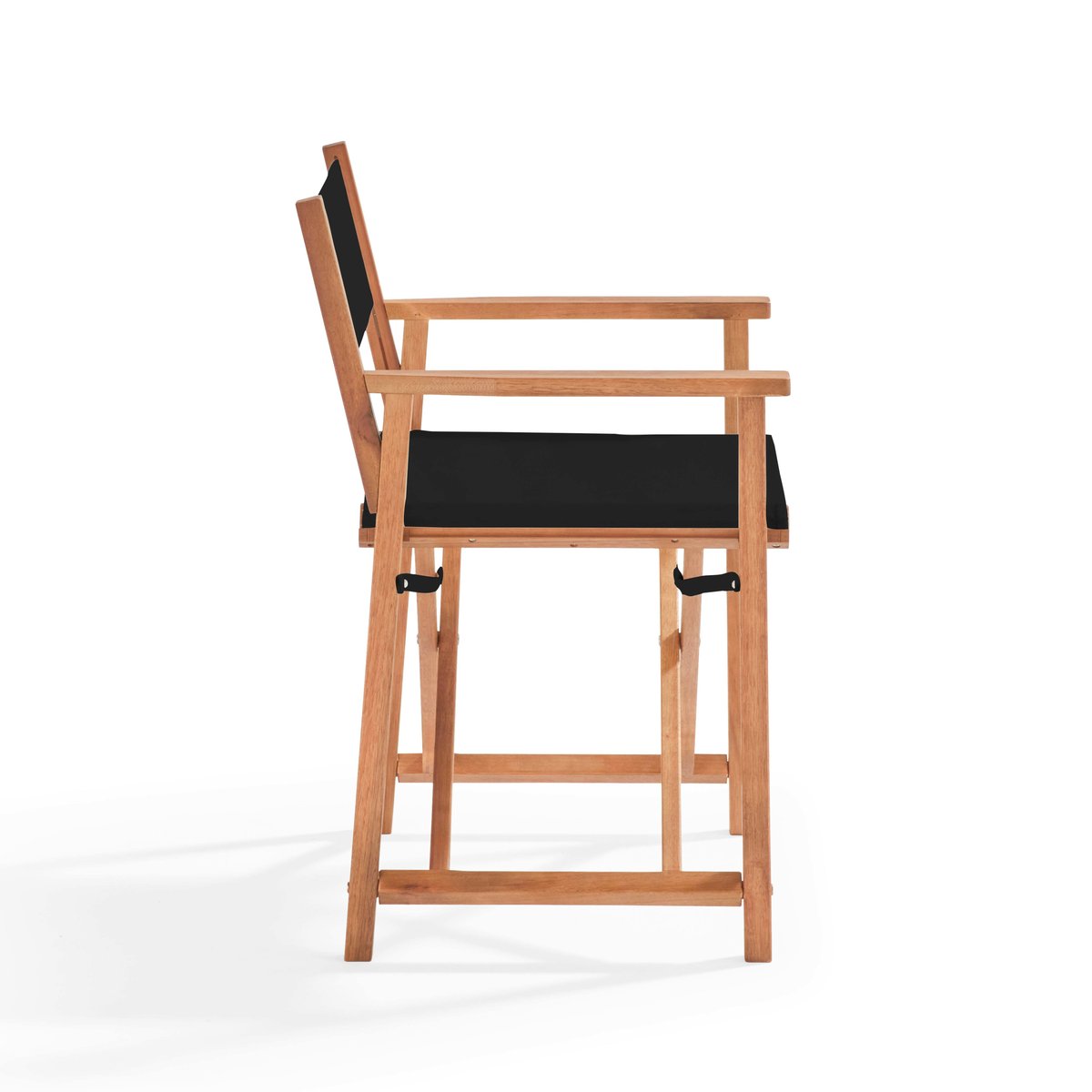 Lot de 2 chaises pliantes en bois et textilène MOSTRA noir, OVIALA
