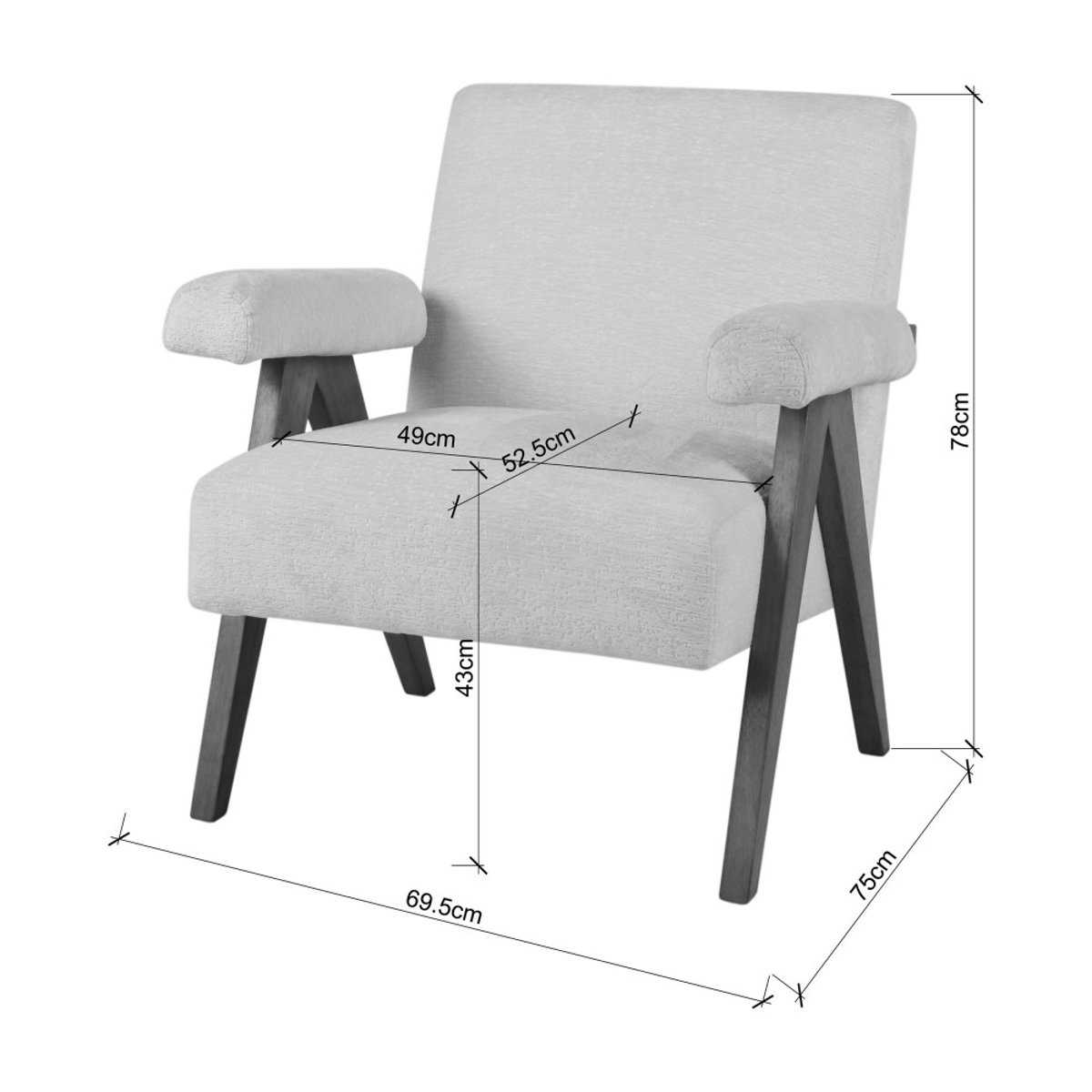 Fauteuil en tissu chenille et bois- VEDA écru, DRAWER
