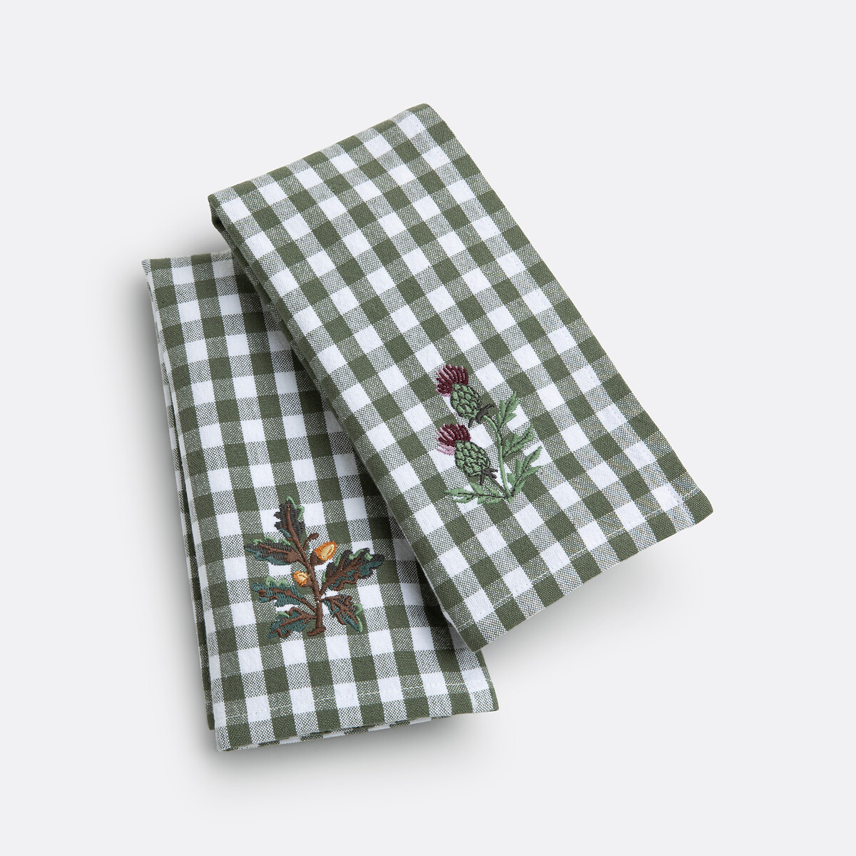 Lot de 2 serviettes de table brodées Bethany kaki, LA REDOUTE INTERIEURS