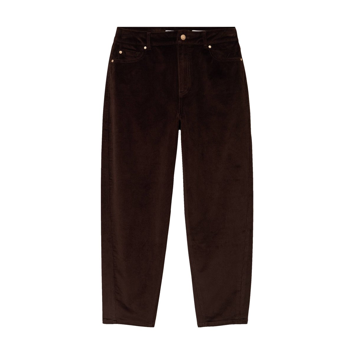 Pantalon taille haute velours resserré marron, BONOBO