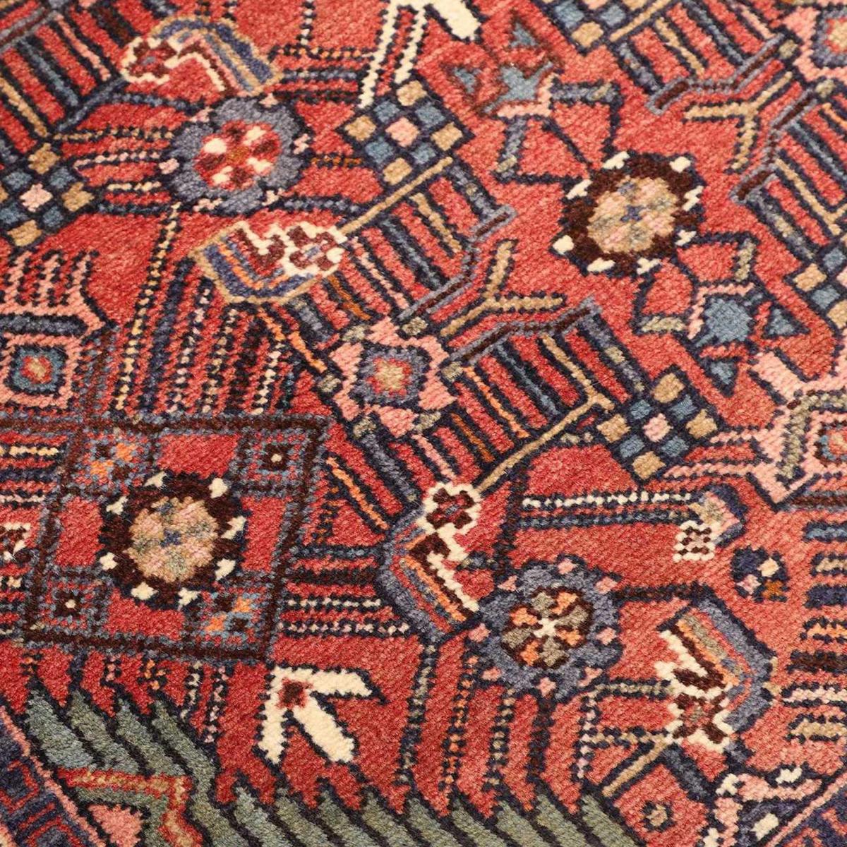 Tapis d'orient au motif oriental, noué à la main, HAMADAN 7 rouge, beige, bleu, UN AMOUR DE TAPIS