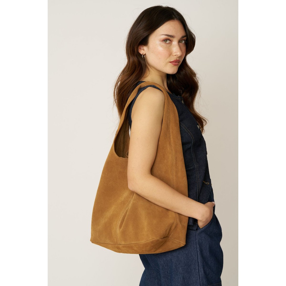 Sac à main en croute de cuir italien EVA camel, OH MY BAG