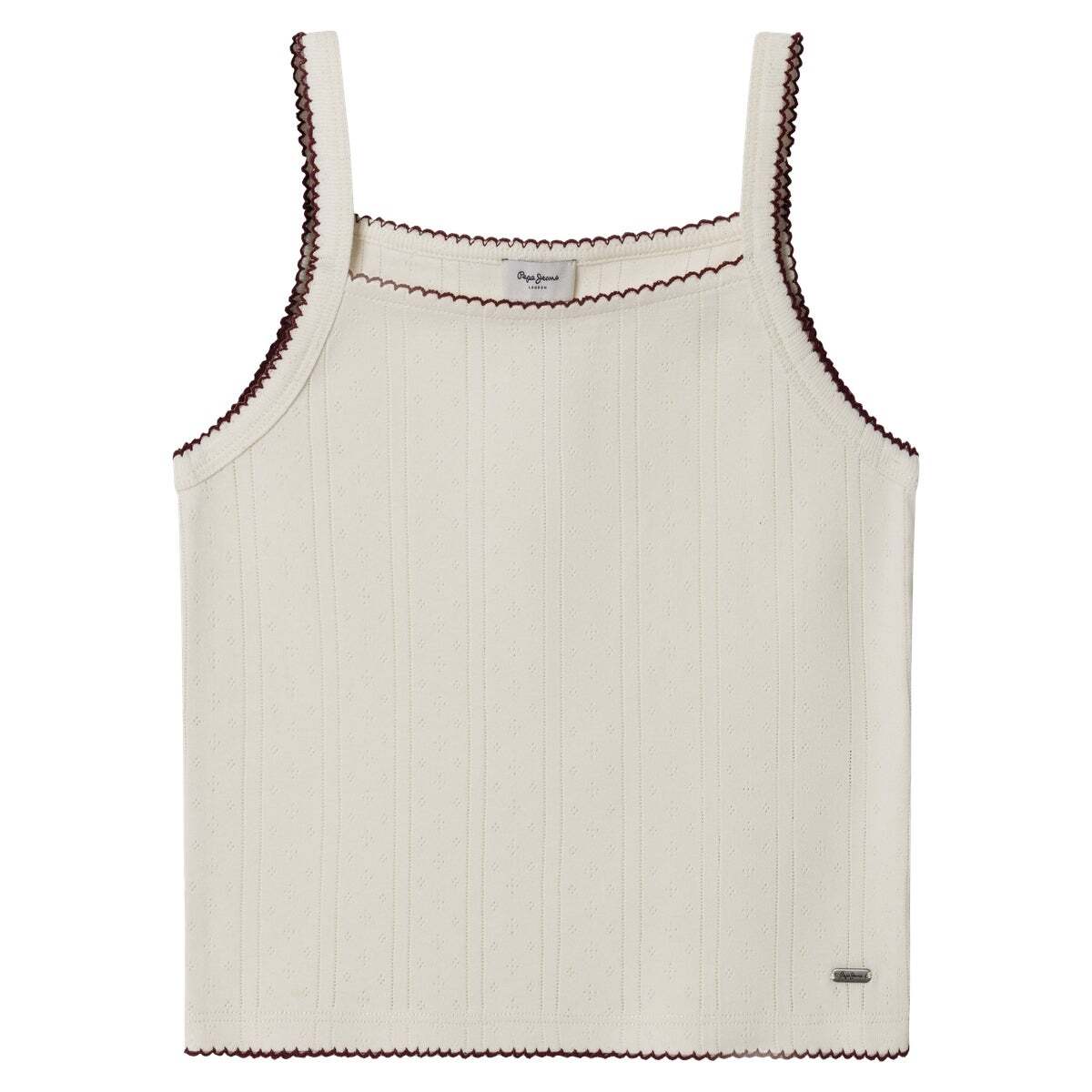 Top Pointelle À Bretelles souris blanche, PEPE JEANS