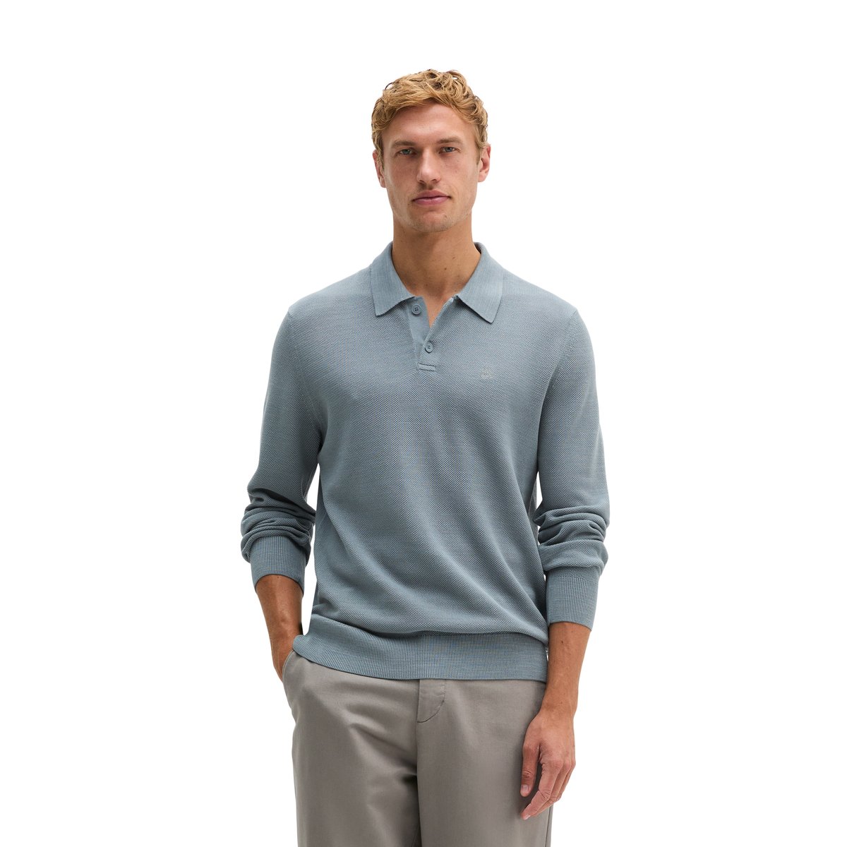 Polo en maille, coupe classique en pur coton biologique gris, MARC O'POLO