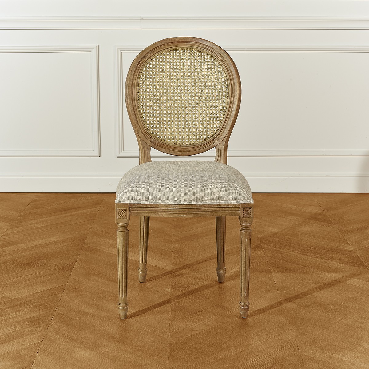 Lot de 2 chaises médaillon en lin naturel, style classique MEDAILLON lin, ROBIN DES BOIS