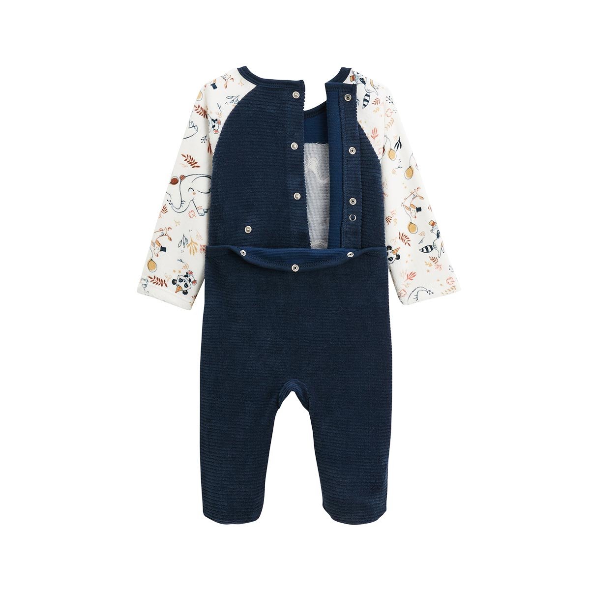 Pyjama bébé en velours Cirque d'automne bleu, PETIT BEGUIN