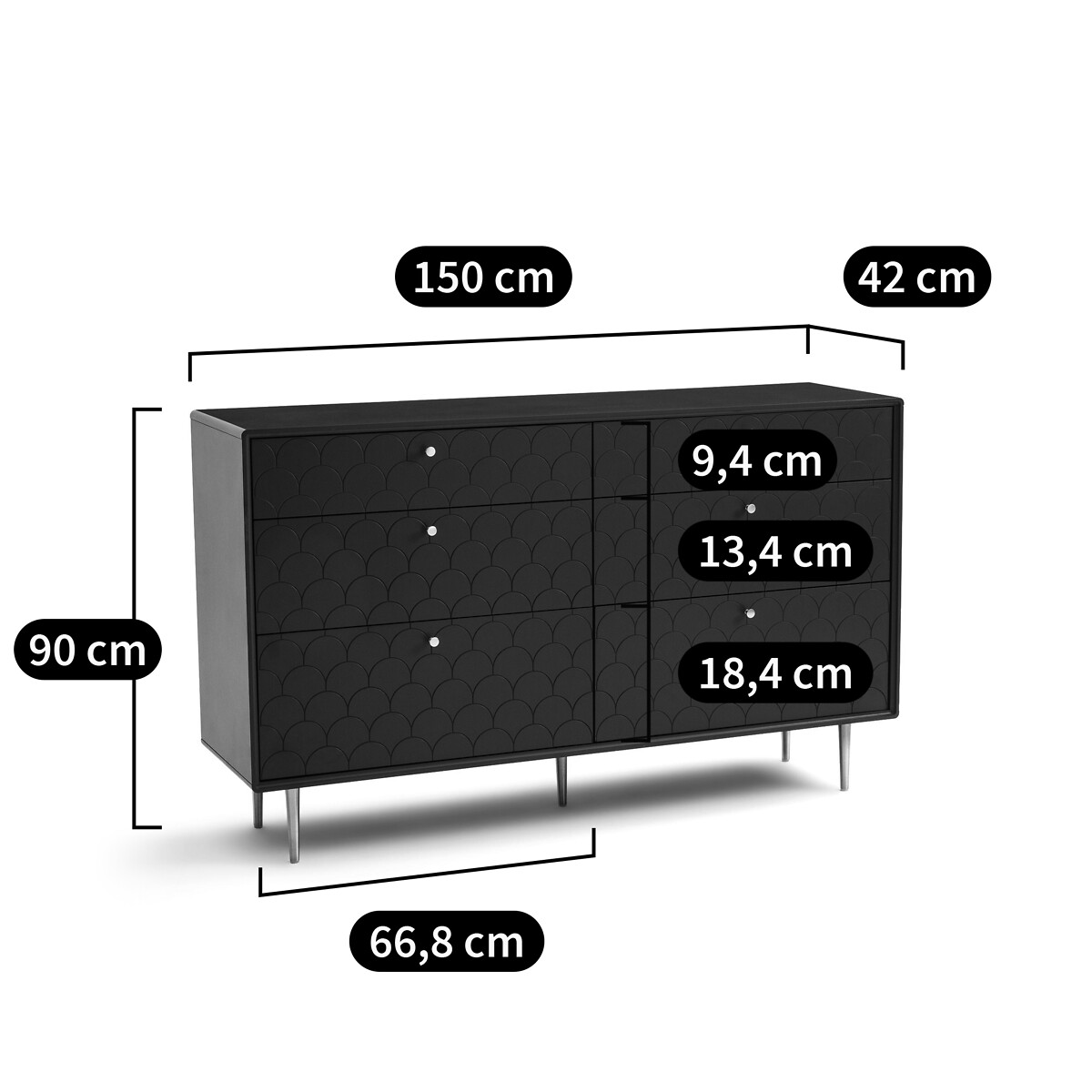 Commode 6 tiroirs, Luxore bleu de prusse, LA REDOUTE INTERIEURS