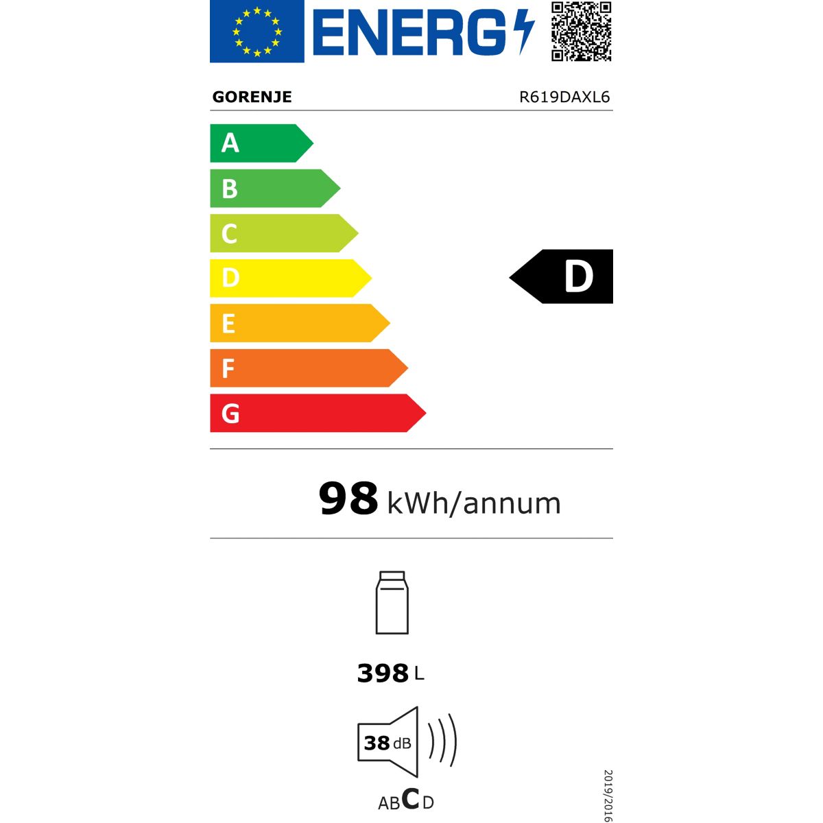 Réfrigérateur 1 porte R619DAXL6 couleur unique, GORENJE