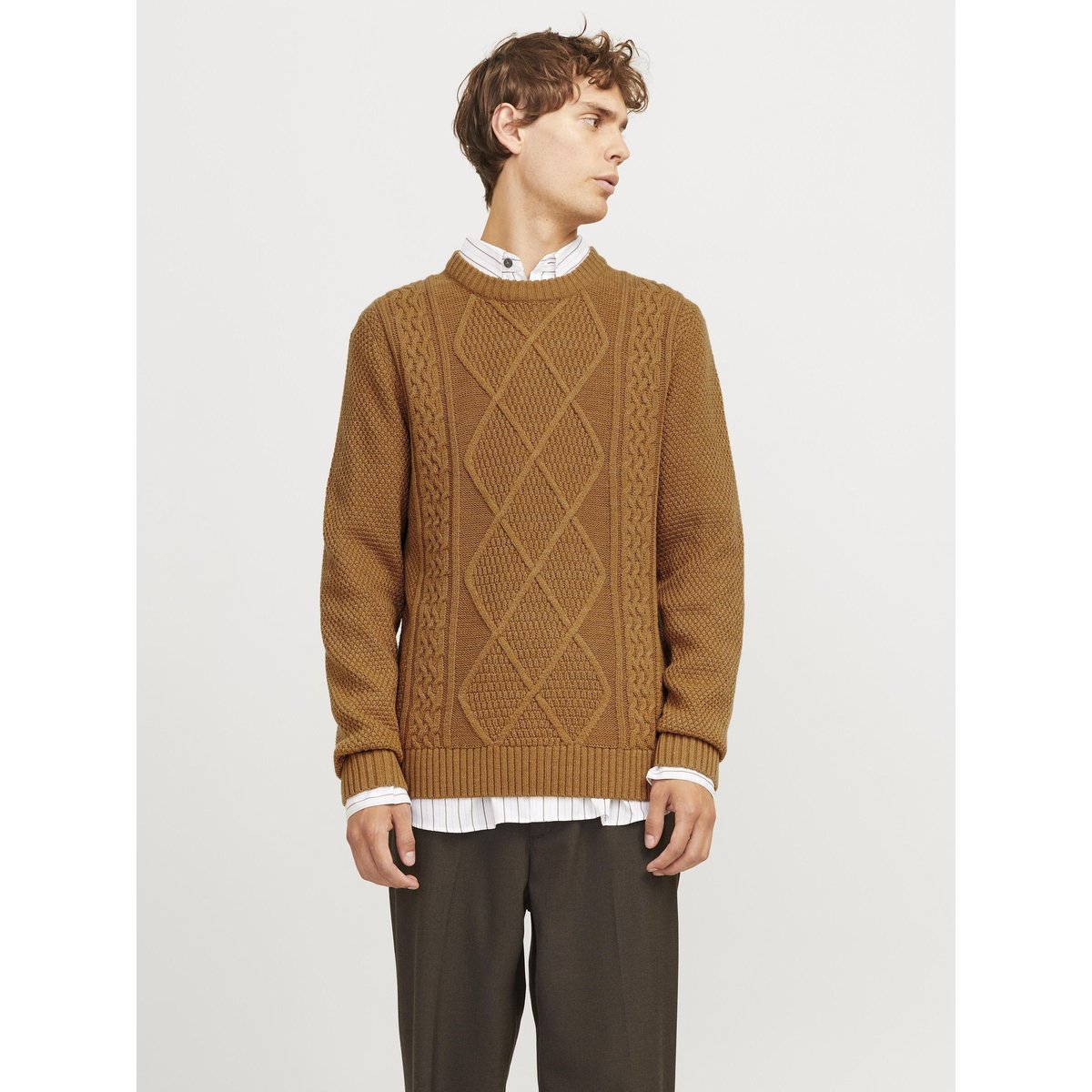 Pull En Maille marron - brown sugar 1, JACK & JONES