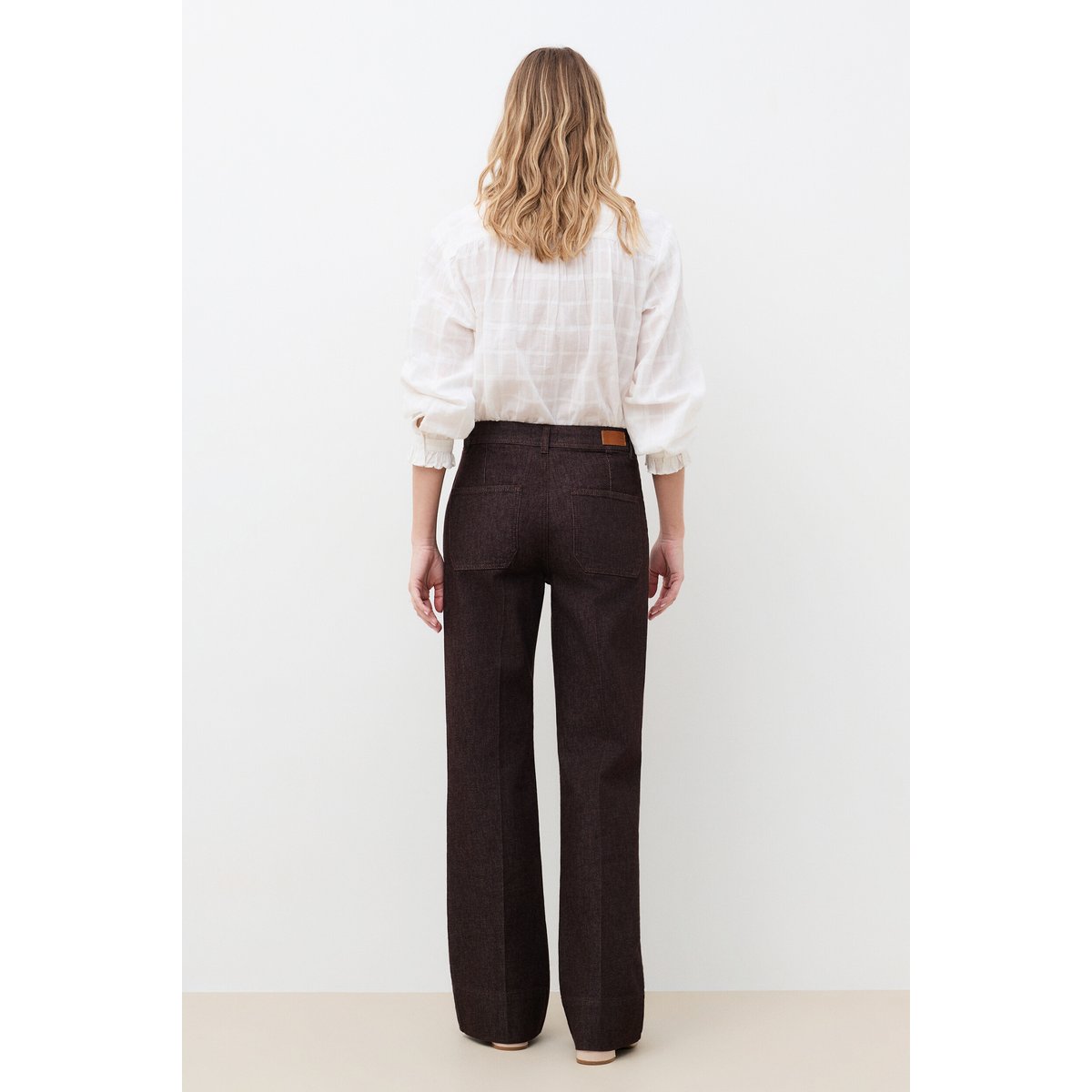 Pantalon flare en denim PHAMILTON marron foncé, CAROLL