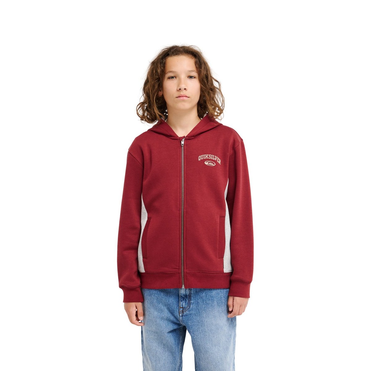 Sweat capuche zippé NO TEACHER rouge oxblood red, QUIKSILVER