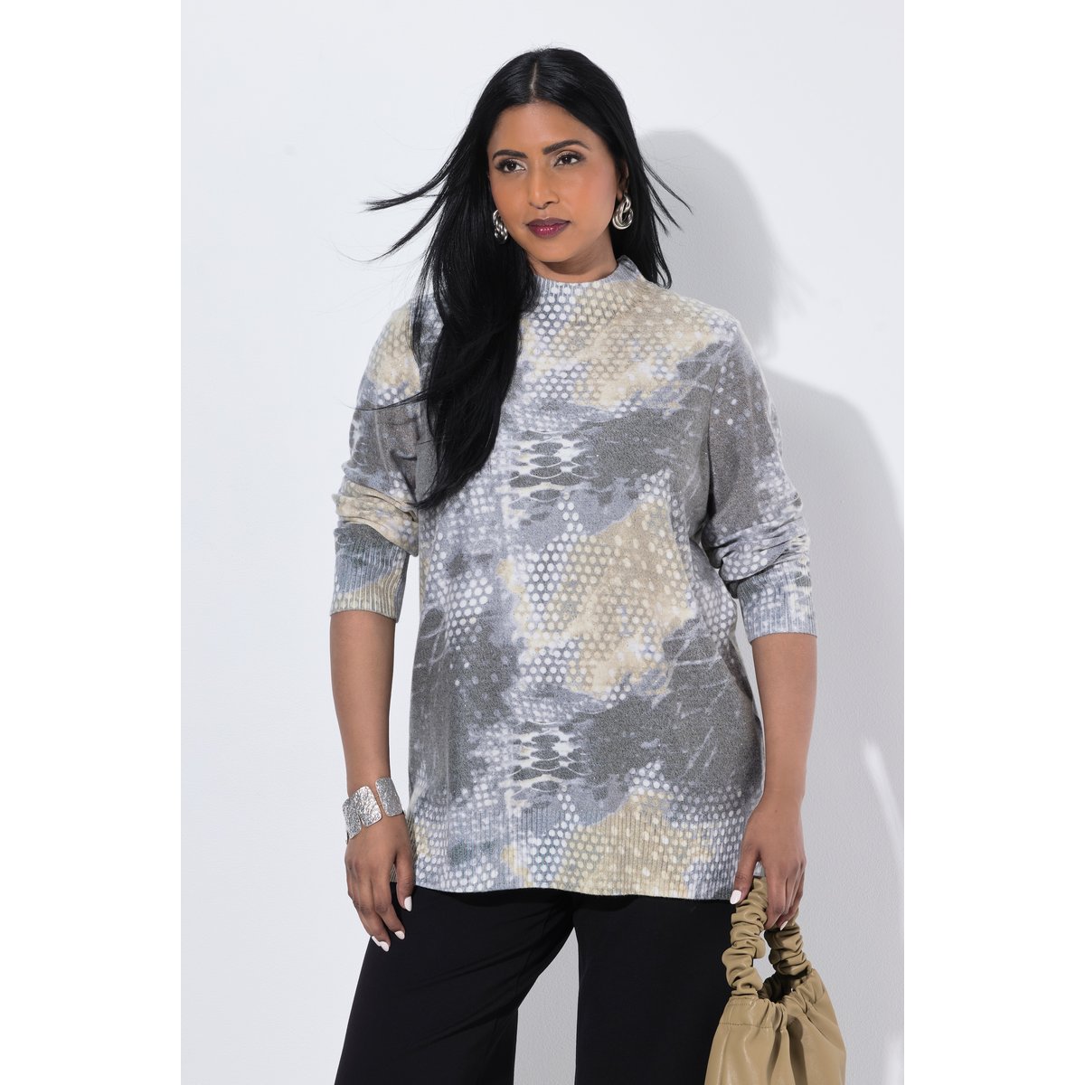 Pull col montant et manches longues noir, ULLA POPKEN