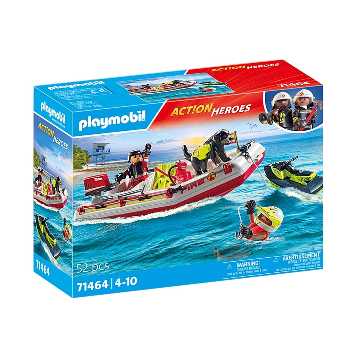 Heroes Bateau de pompier et scooter des mers bateau de pompier et scooter des mers, PLAYMOBIL