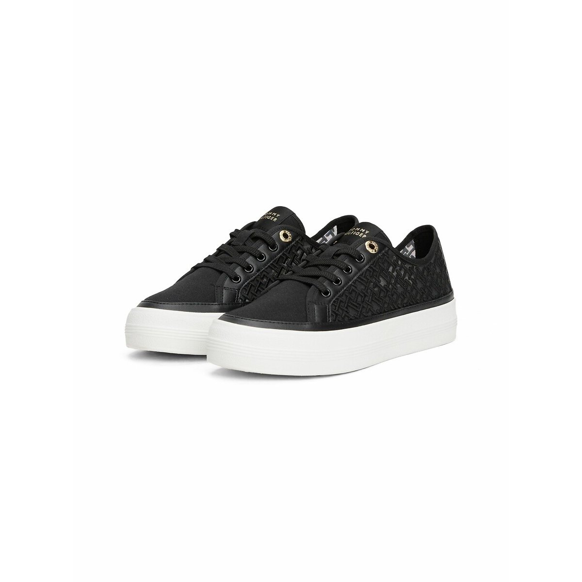 Scarpe da ginnastica traforate vulcanizzate nero , TOMMY HILFIGER