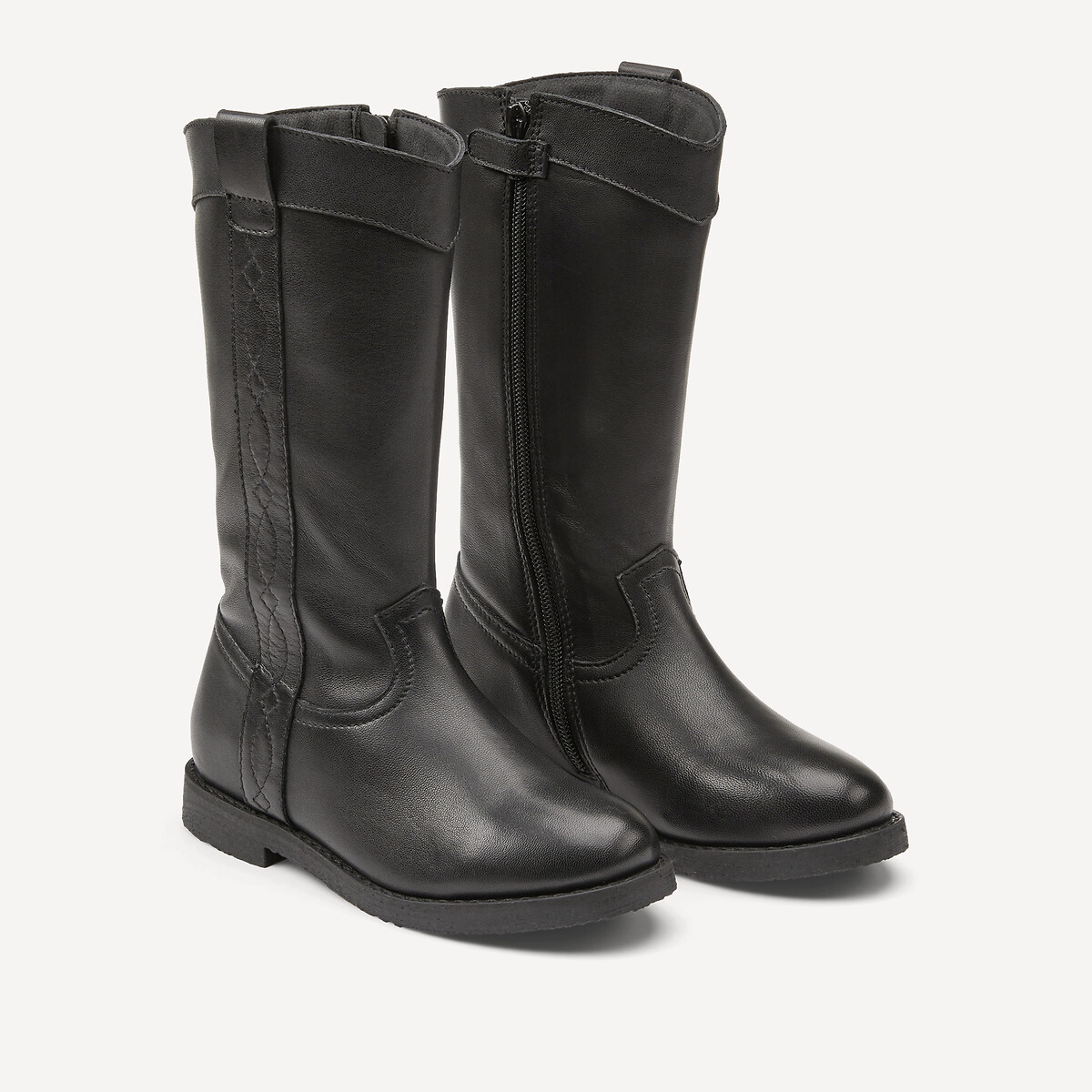 Bottes cavalières en cuir noir, LA REDOUTE COLLECTIONS