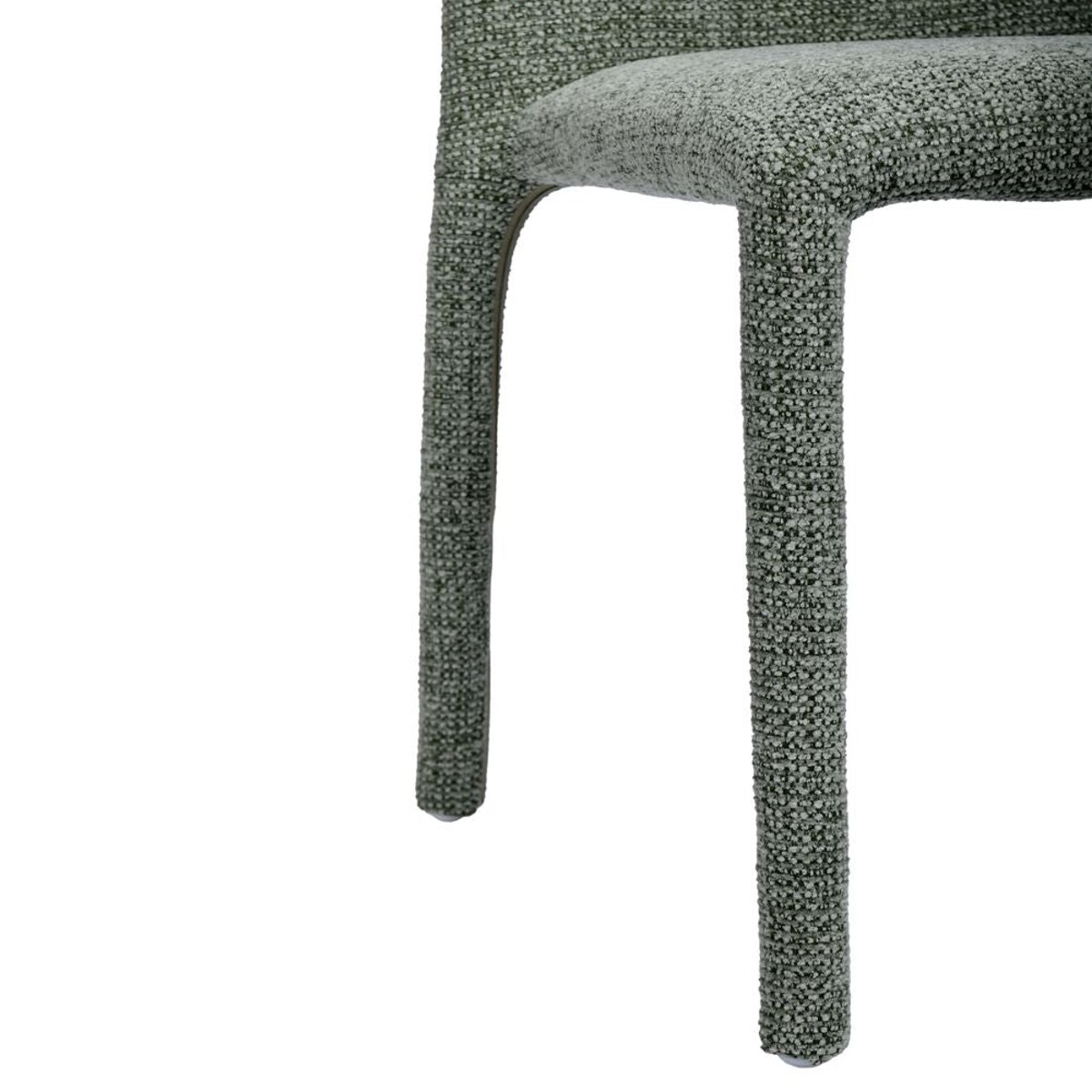 Chaise repas empilable tissu chenillé vert beige, ZAGO