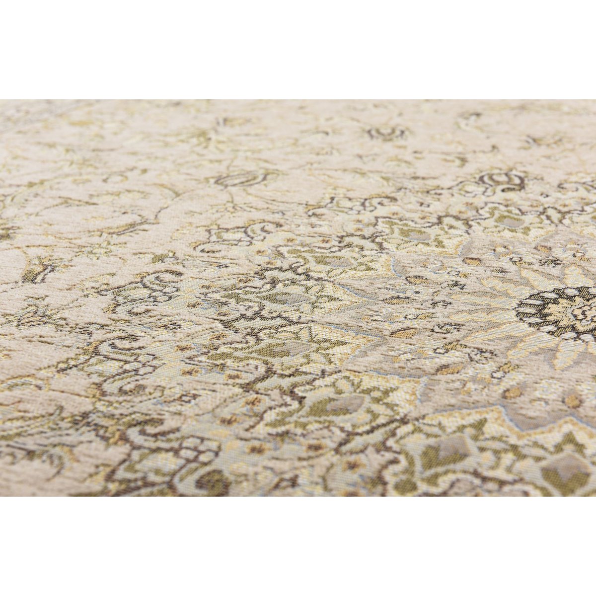 Tapis tissé en polyester avec bordure et motif floral - FLOMI beige, THEKO