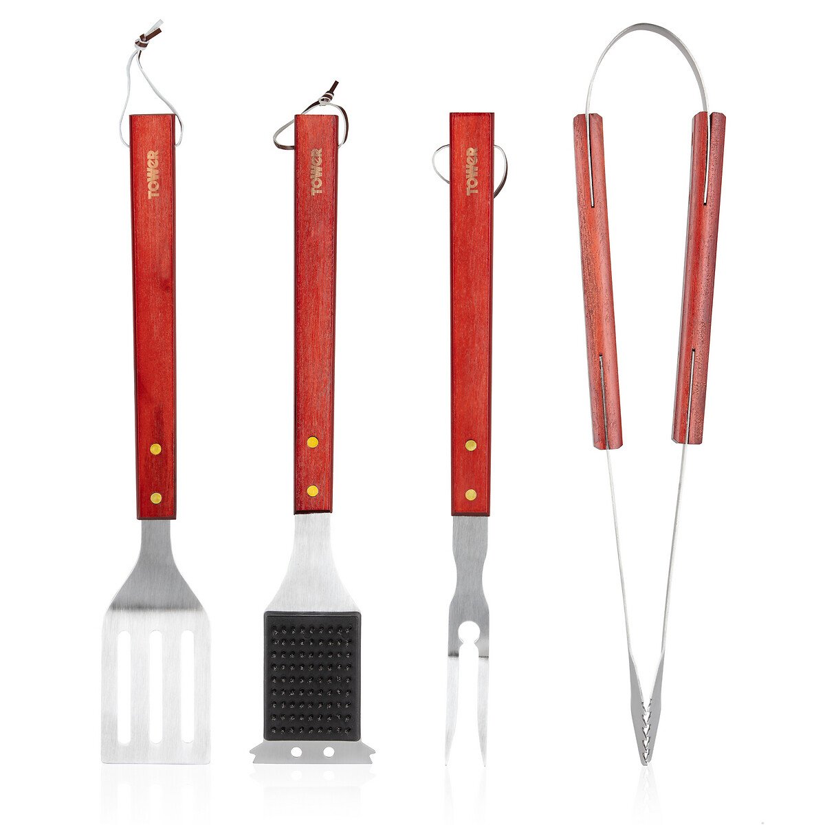 4-Piece BBQ Tools Set red, TOWER