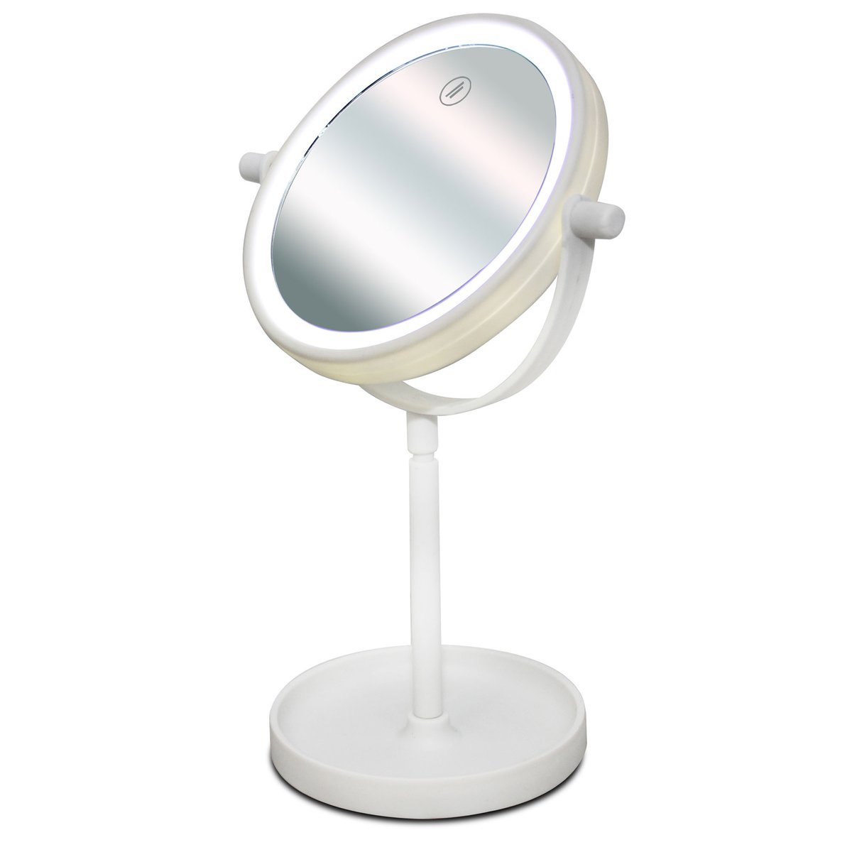 Miroir lumineux led orientable sur pied blanc blanc, WADIGA