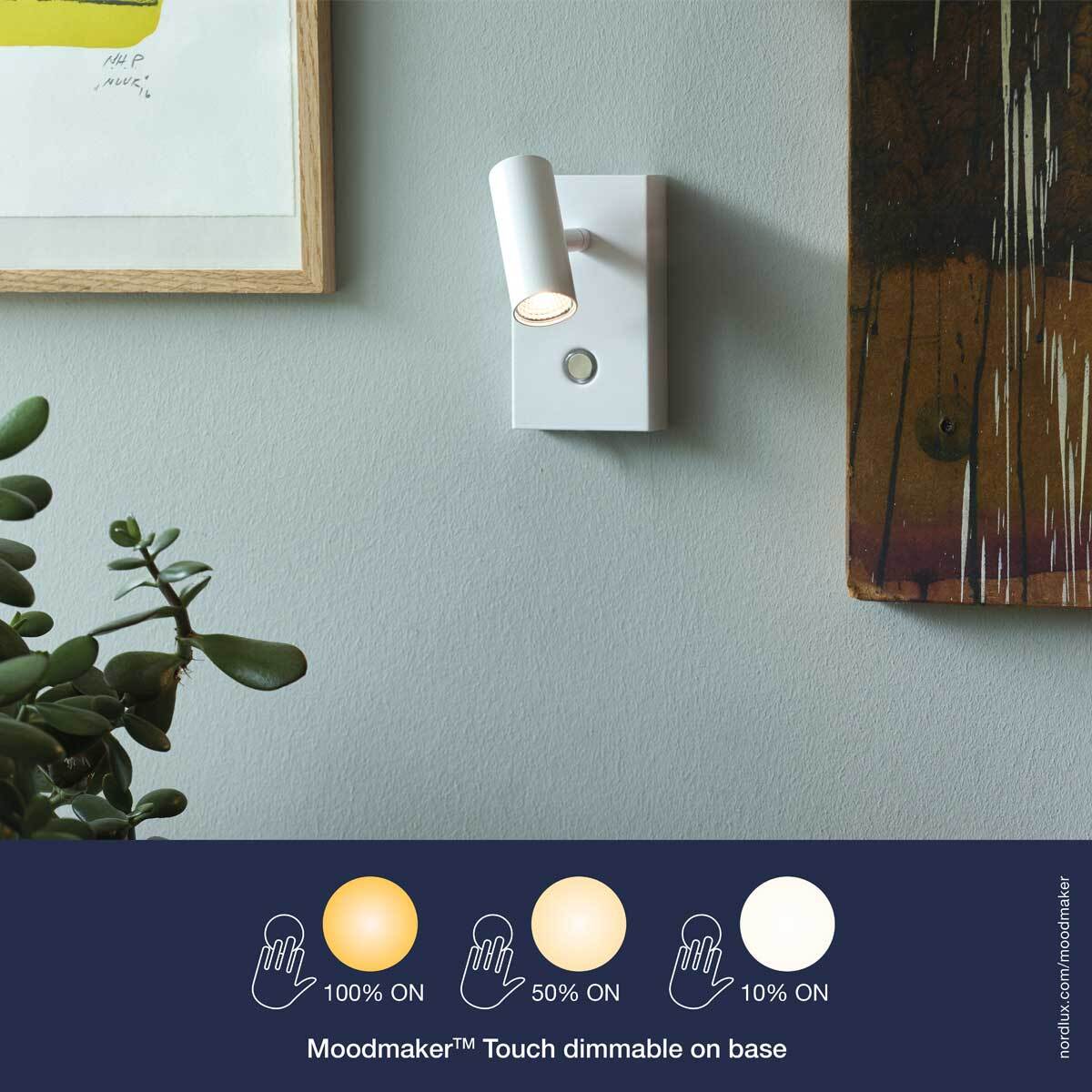 Applique murale spot orientable minimaliste en métal, OMARI blanc, NORDLUX