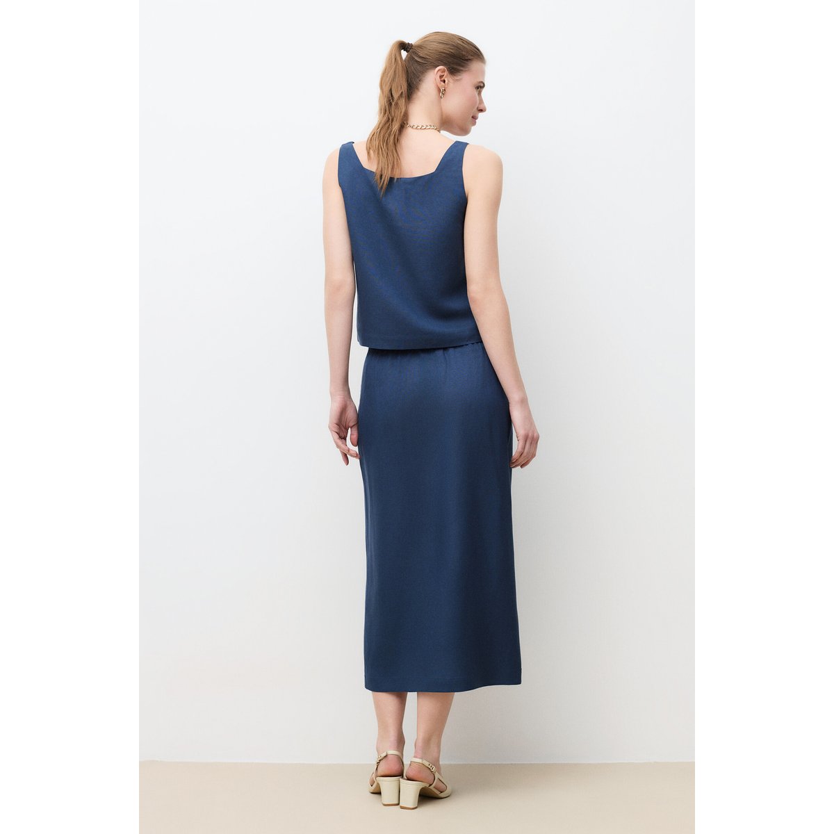 Chemise cropped en lin CINA bleu, CAROLL