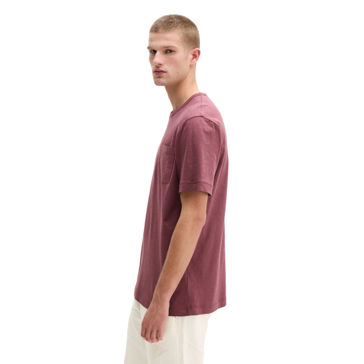T-shirt DfC regular en jersey slub doux rouge foncé, MARC O'POLO